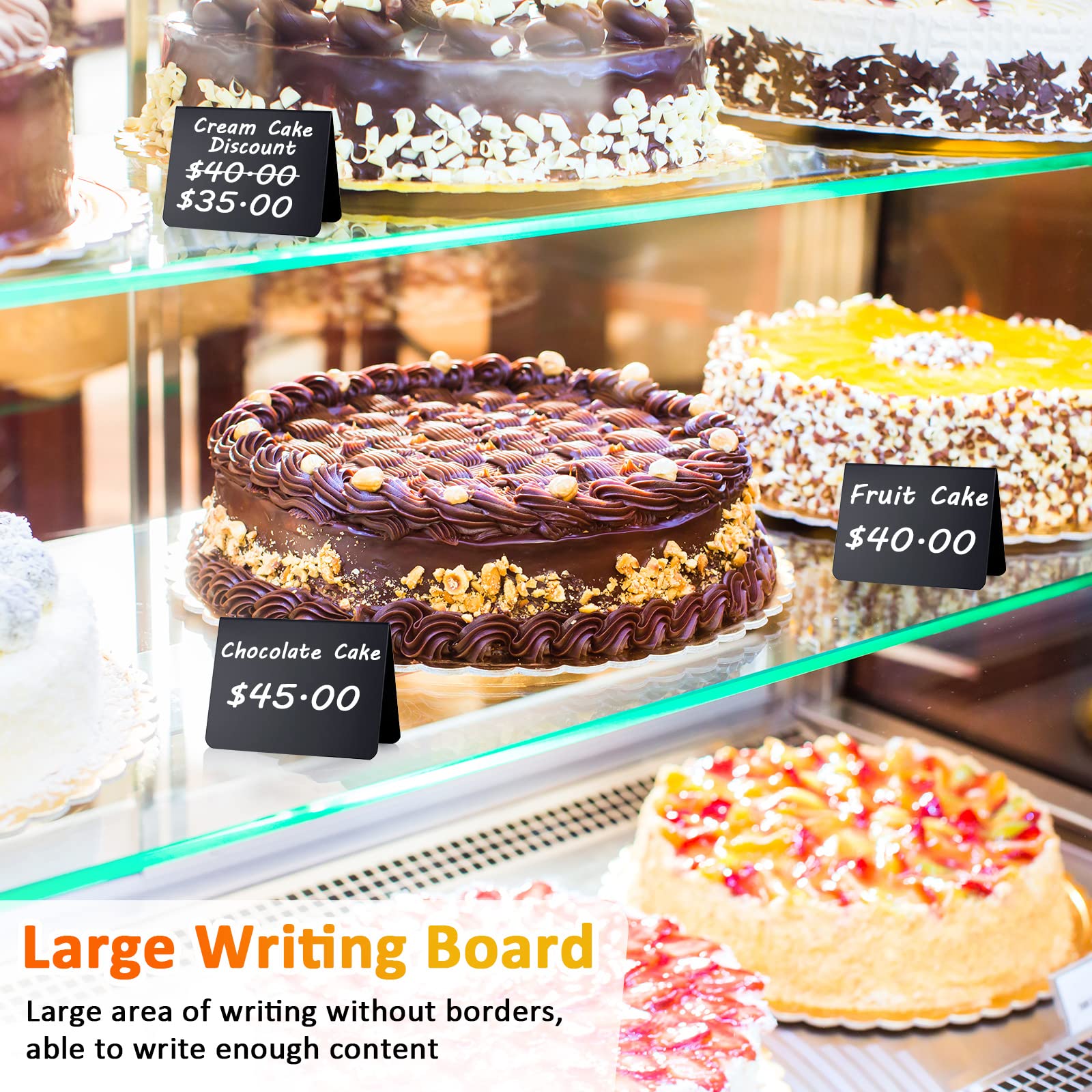 60 Pack Mini Chalkboard Signs 4x3 Inches - Small Food Display Labels with 2 Erasable Markers for Dessert Shop, Classroom, Party & Restaurant - Perfect for Menu Boards, Tabletop Displays & Food Labeling