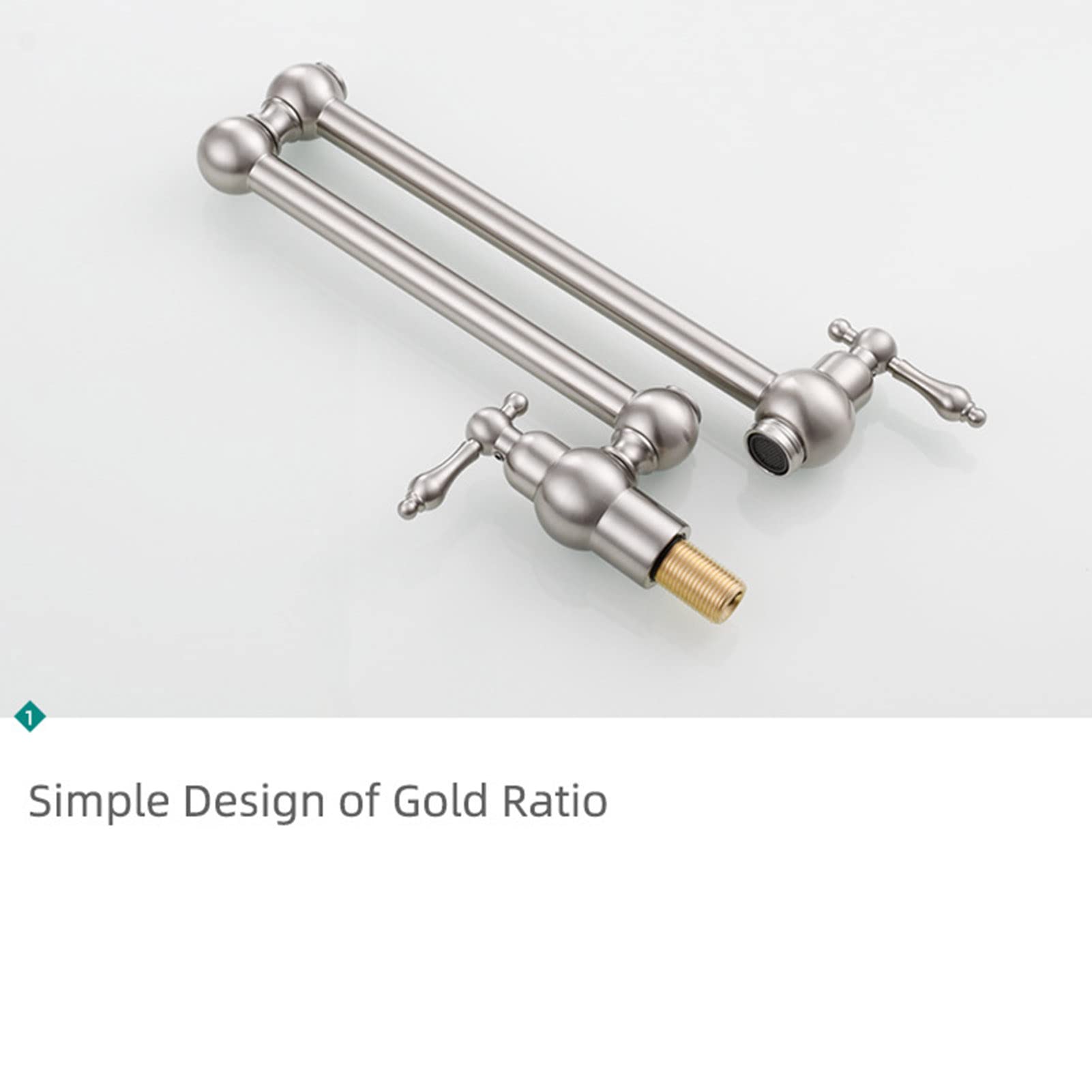 Vintage Wall-Mounted Pot Filler Faucet - Brass Swing Arm Double Joint Kitchen Faucet with Single Hole & Two Handles - Perfect for Retro Style Kitchens & Cooking Enthusiasts