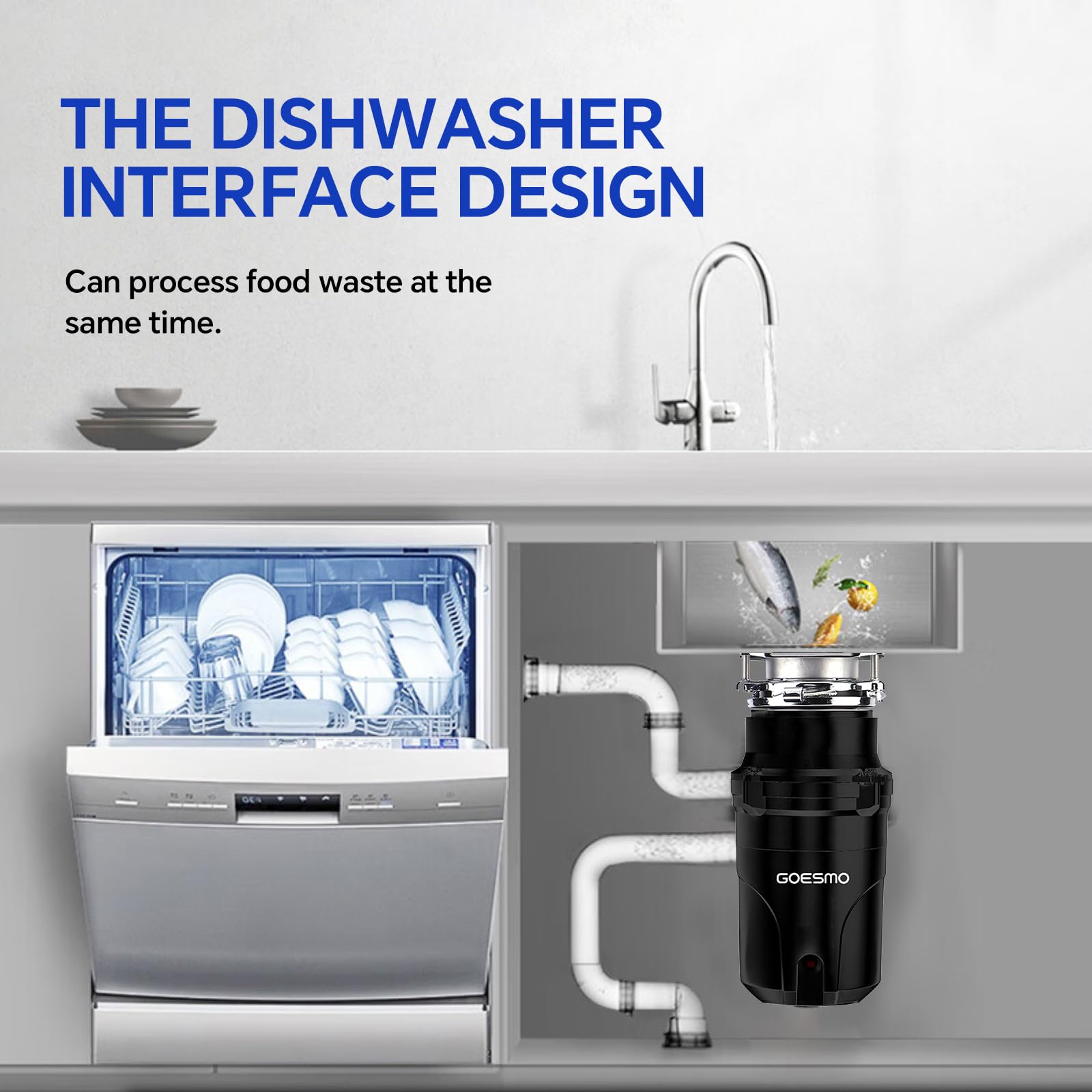 1/2 HP Garbage Disposal for Kitchen Sink - 3 Bolt Mount Grinding System with Power Cord, Splash Guard & Drain Kit | Badger Waste Disposal Unit | Perfect for Home Kitchen Waste Management & Dishwasher Connection