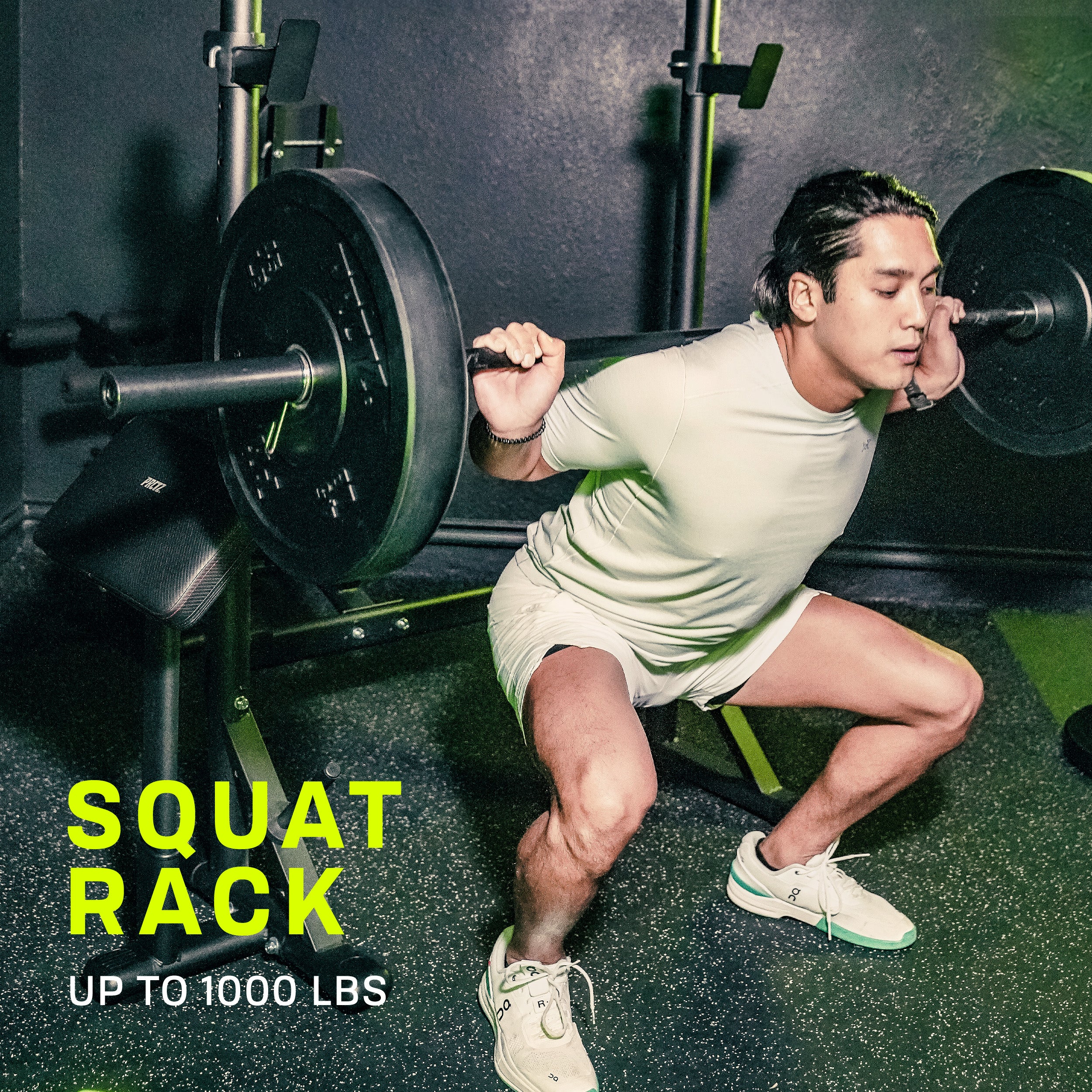 PRCTZ SP1 Home Gym Bundle - Adjustable Olympic Weight Bench with Squat Rack, 7ft Olympic Barbell, 45lb Rubber Bumper Plates & 40lb Cast Iron Adjustable Dumbbells - Perfect for Home Workouts, Strength Training & Weightlifting