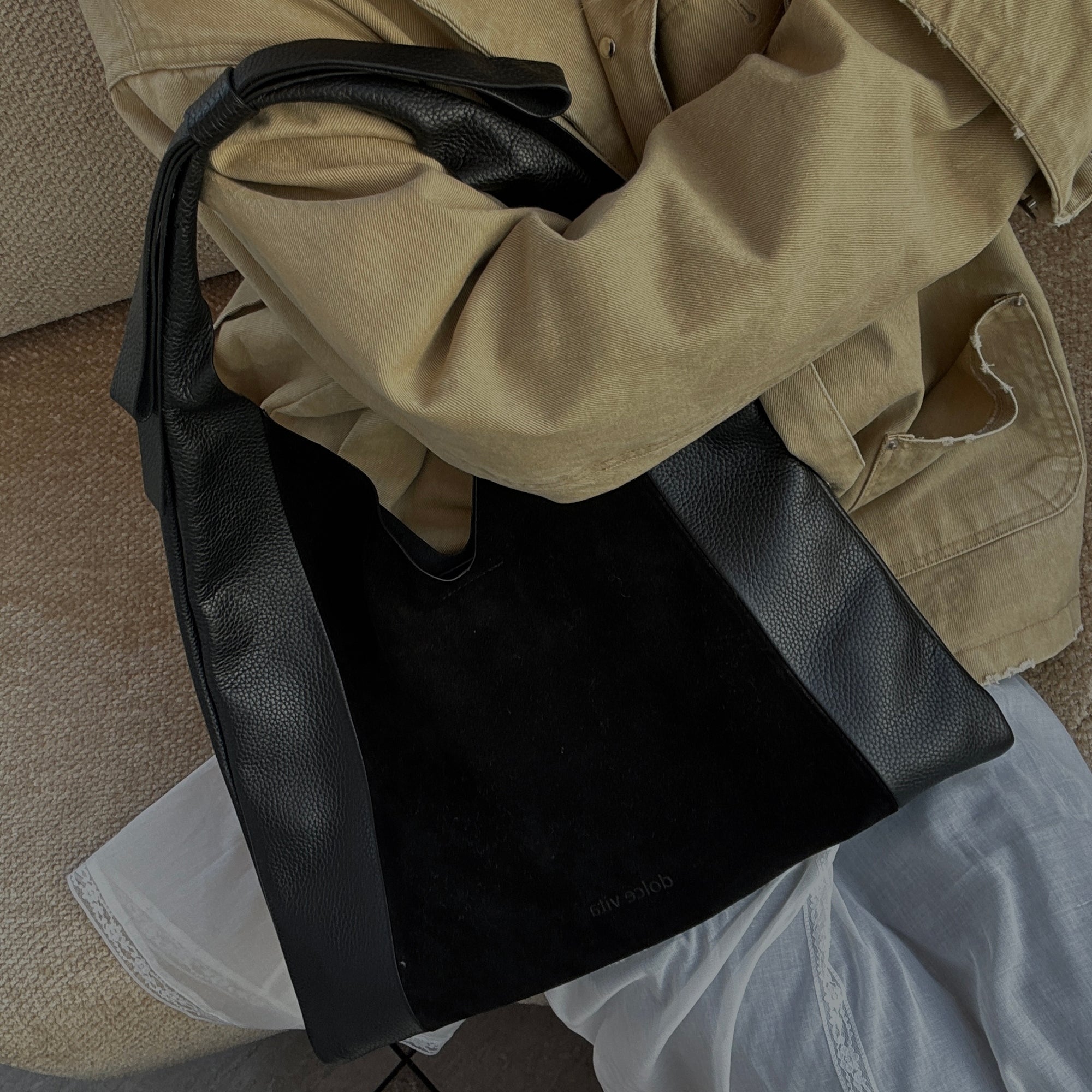 MARIE TOTE BAG - Premium Black Multi Leather Handbag for Women - Stylish & Spacious Shoulder Bag for Work, Travel & Everyday Use