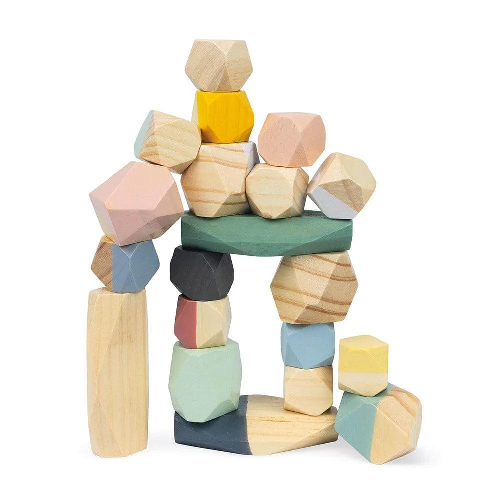 Janod Sweet Cocoon Stacking Stones - Wooden Balancing Game for Kids, Montessori Educational Toys for Toddlers - Perfect for Indoor Play, Birthday Gifts & Preschool Learning Activities