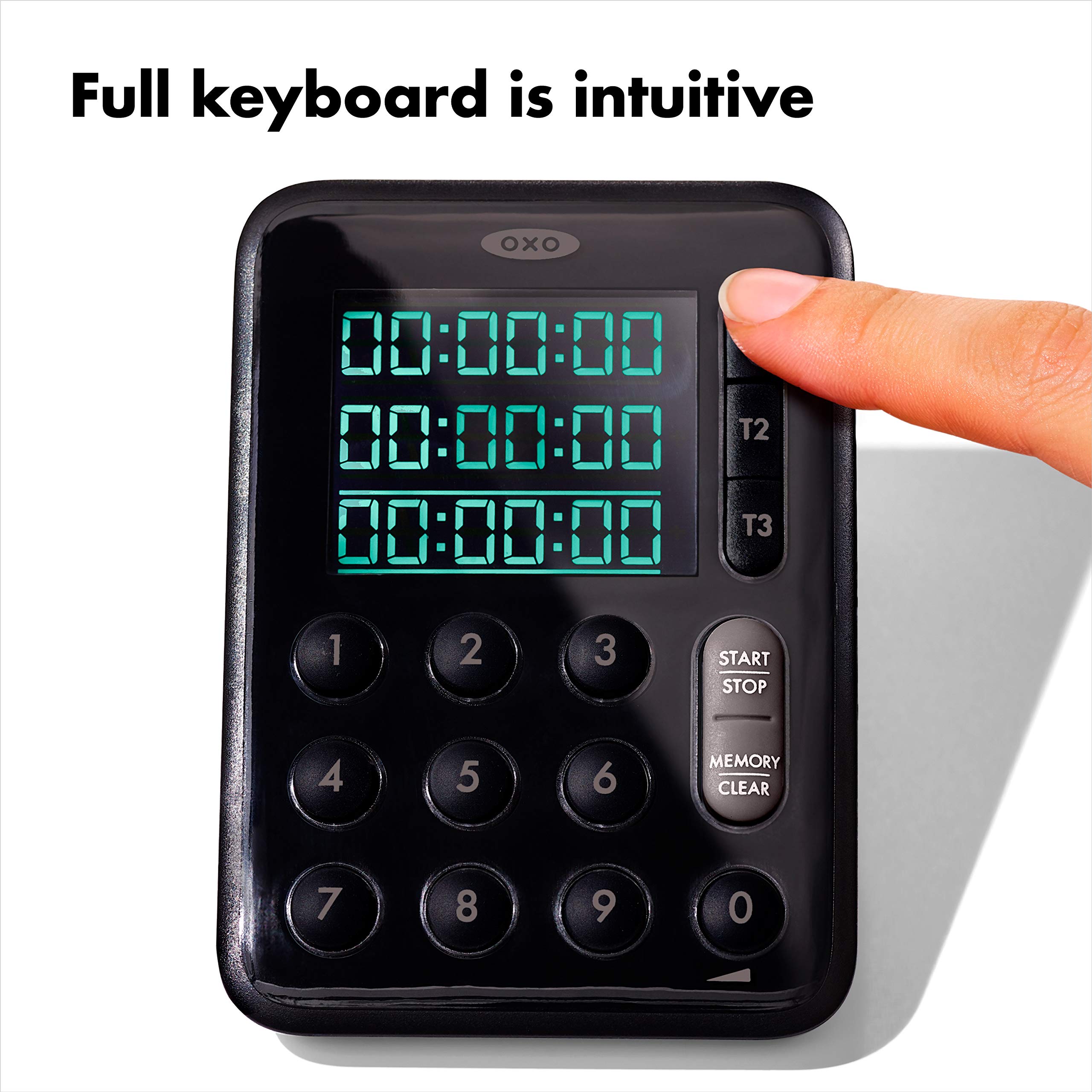 OXO Good Grips Digital Triple Kitchen Timer - Black | Countdown & Stopwatch Function | Perfect for Baking, Cooking, and Meal Prep