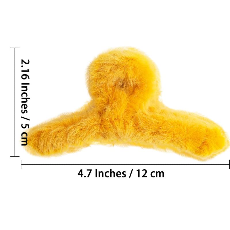Shidara Fluffy Plush Hair Claw Clips - Non-Slip Super Grip Hair Accessories for Women & Girls with Thick Long Hair | 6-Piece Set | Perfect for Everyday, Work, Parties and Special Occasions