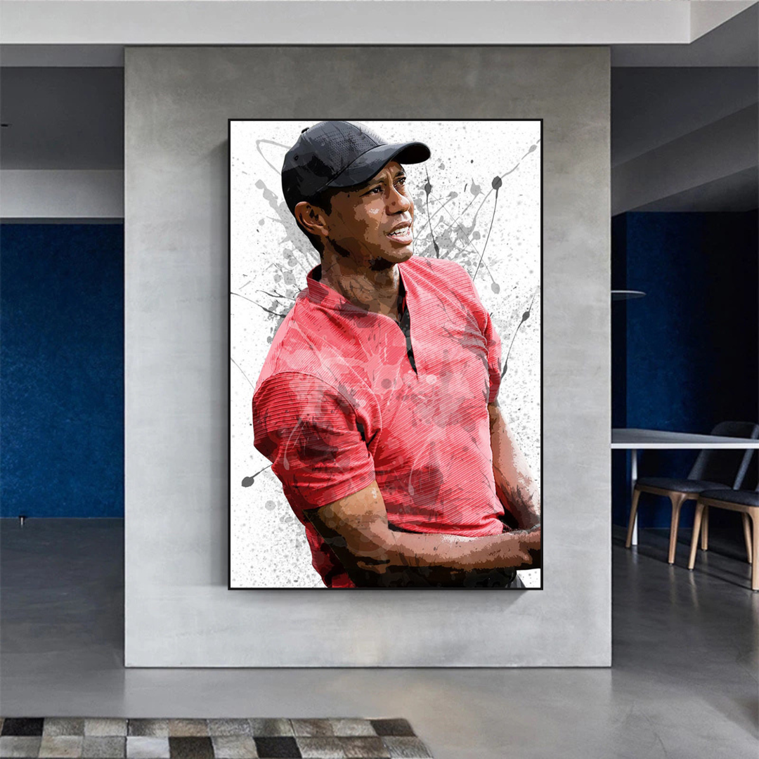 Tiger Woods Canvas Wall Art - High Quality Sports Decor for Golf Fans | Perfect for Home, Office & Man Cave Decorations