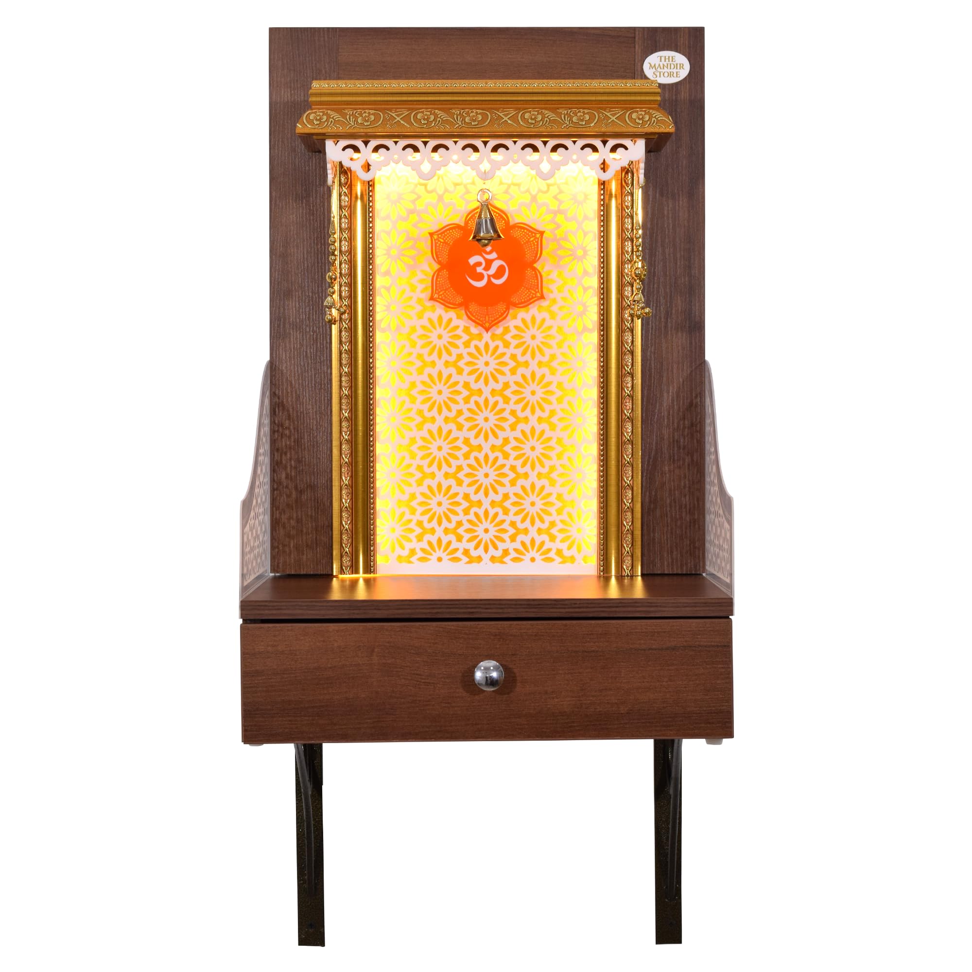 Handcrafted Wooden Home Temple with LED Lights - Spiritual Altar for Prayer, Meditation & Home Decor
