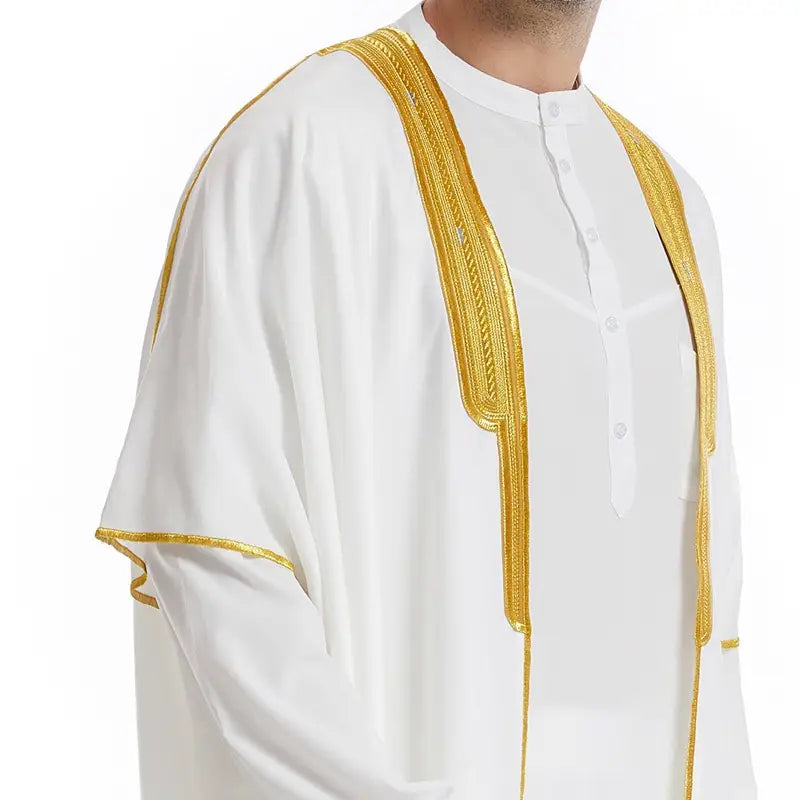 Premium Middle Eastern Arab Men's Sheikh Bisht - Traditional Embroidered Robe for Weddings, Festivals & Special Occasions