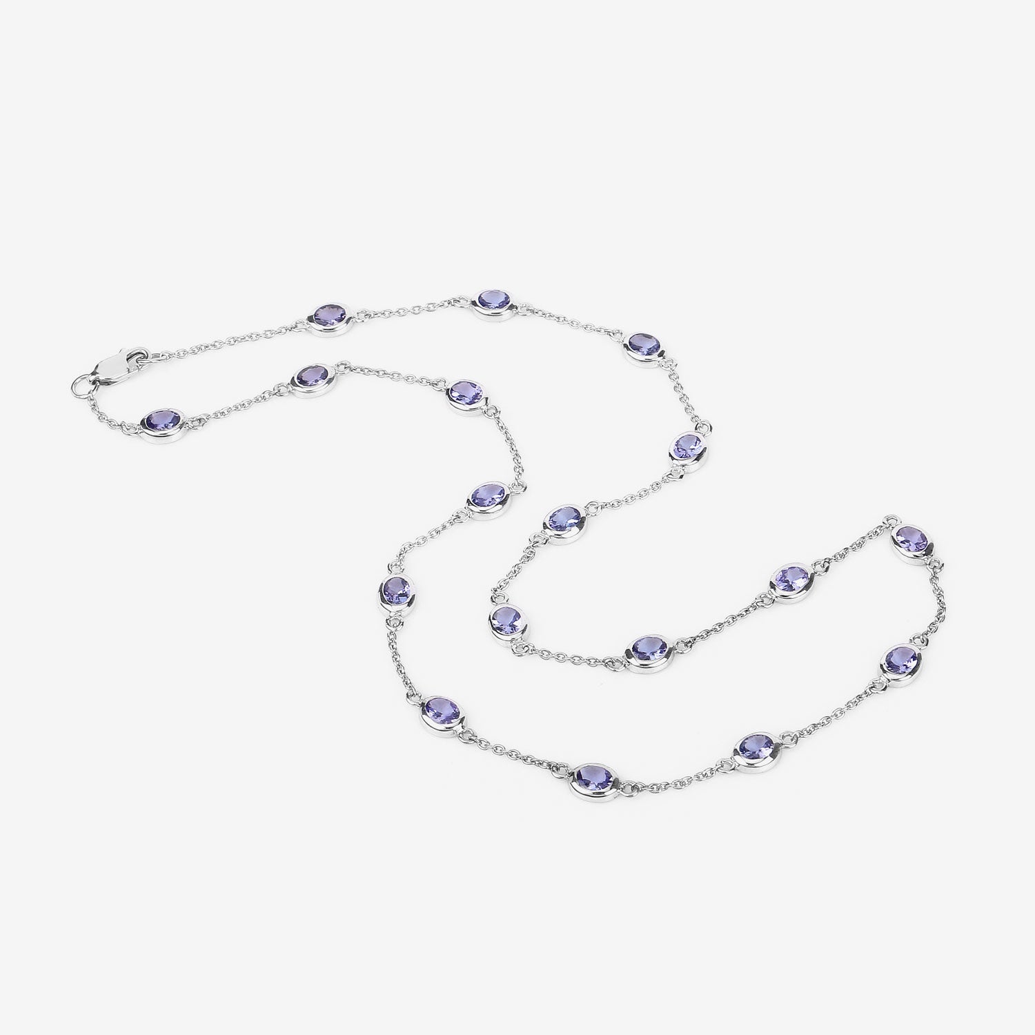 Authentic Tanzanite By The Yard Necklace - Elegant 925 Sterling Silver Jewelry for Women | Perfect for Weddings, Anniversaries & Special Occasions