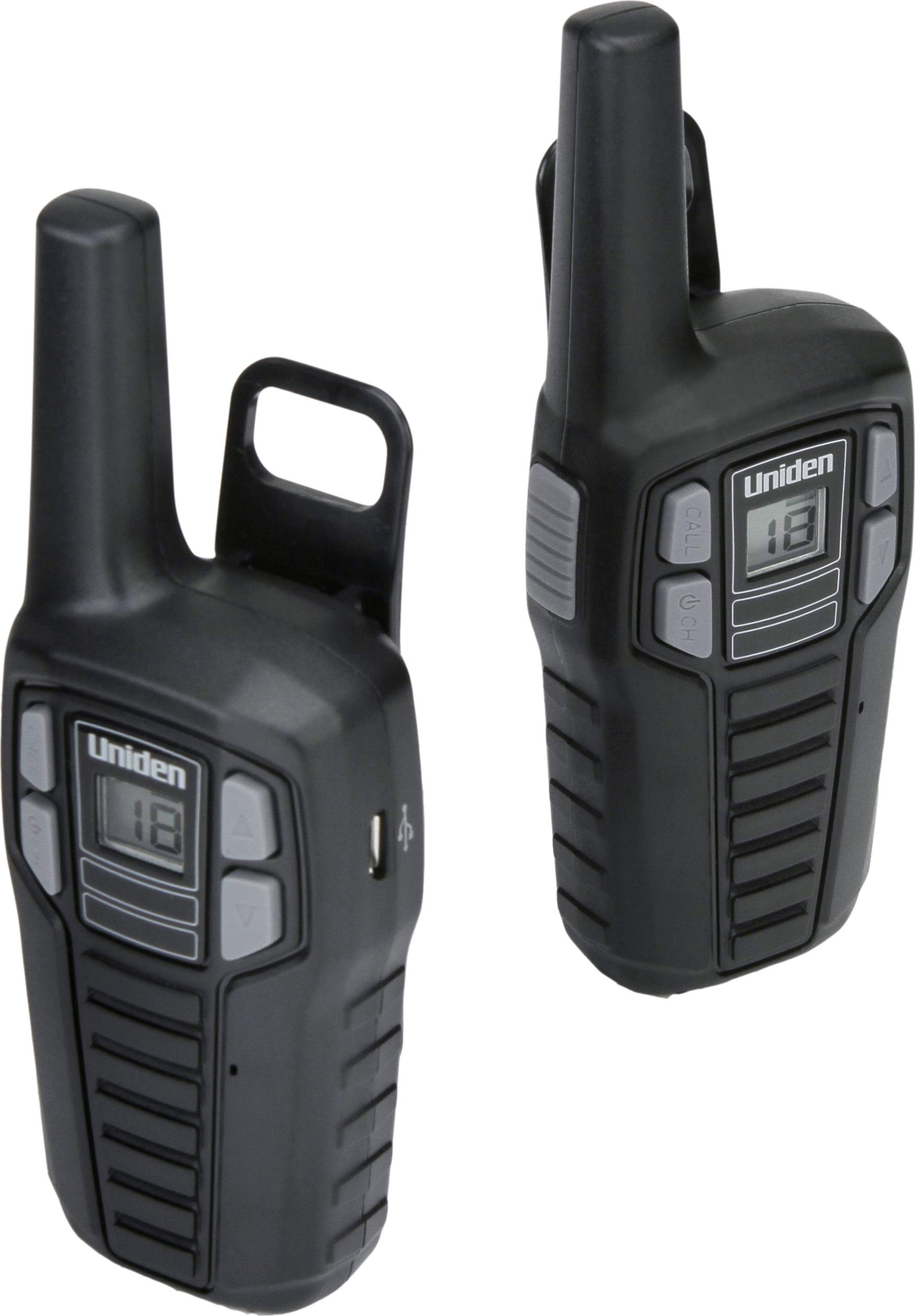 Uniden SX167-2C 16-Mile Range Rechargeable Two-Way Radios Walkie Talkies with NOAA Weather Alerts, Roger Beep & Charging Cable - 2 Pack Black - Ideal for Camping, Hiking, Outdoor Adventures & Emergency Communication