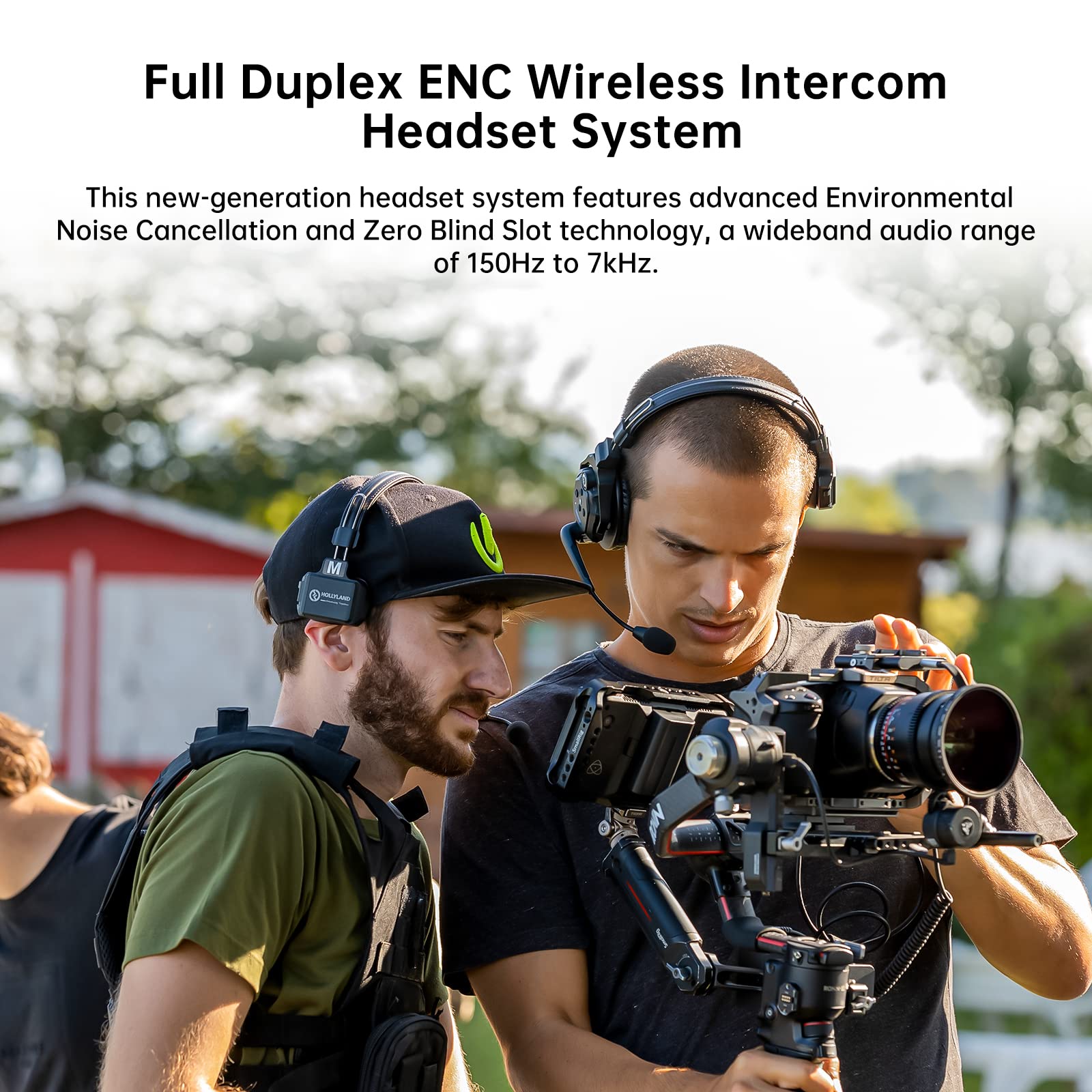 Hollyland Solidcom C1 Pro Wireless Intercom Headset with ENC Noise Cancellation & Full Duplex - 1100ft Range, PTT & Mute Function, Single Ear Design for Church, Drone, TV & Film Production - Perfect for Team Communication in Live Events, Broadcasting & Professional Audio Settings
