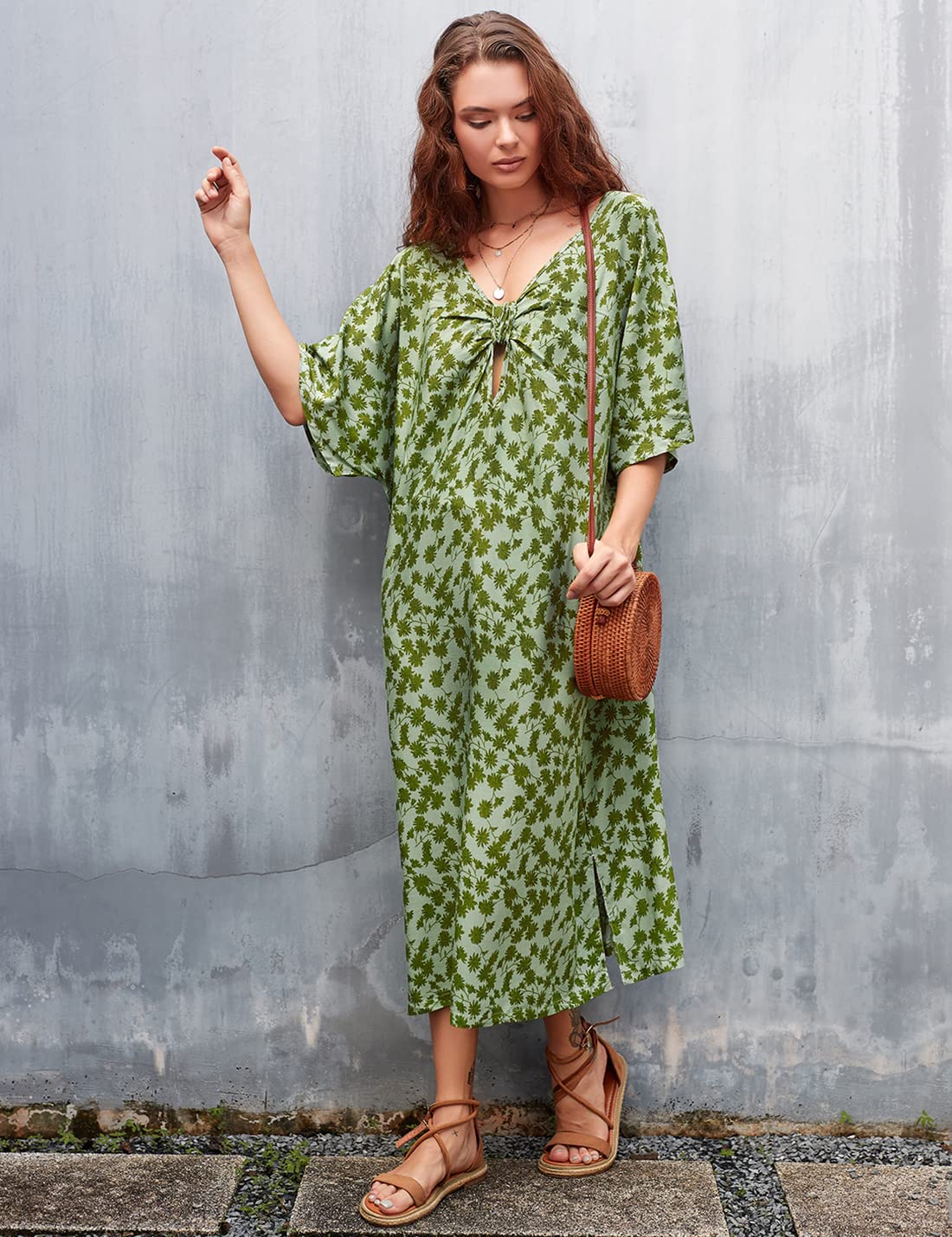 AILUNSNIKA Women's Beach Cover Up - Long Turkish Kaftan Dress for Swimwear | Lightweight Bikini Dress for Pool, Vacation & Summer Outfits