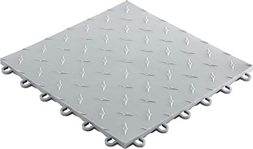 TracStep Modular Interlocking Garage Floor Tiles - Silver (50-Piece Set) for Home Gym, Workshop & Garage Organization | Durable & Easy to Install