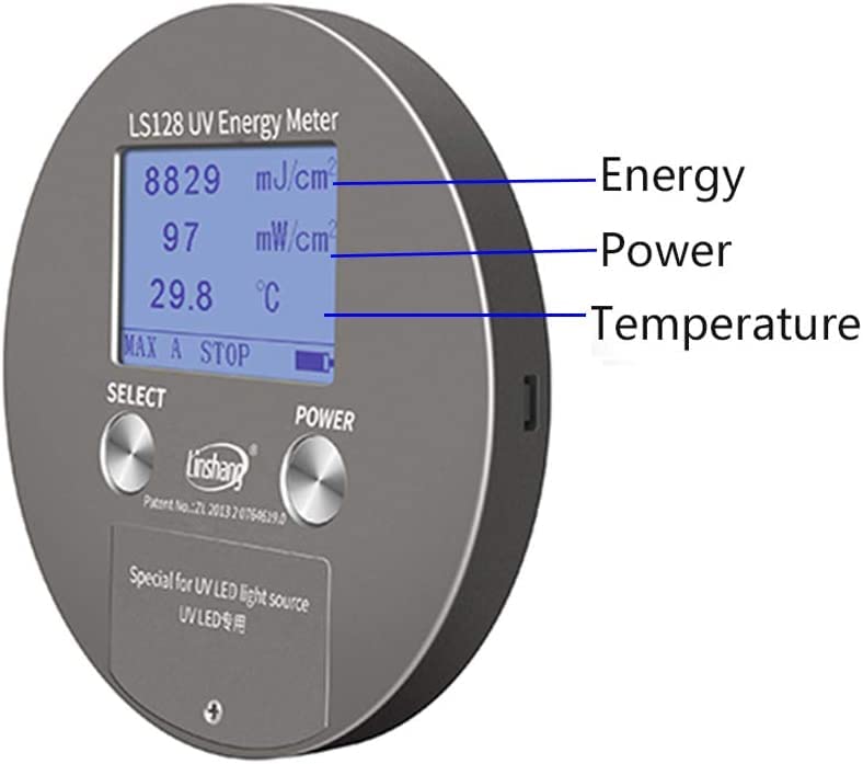 UV Energy Tester Meter - Digital UV Light Intensity Meter for UV LED Machines | Measures UV Energy Density, Irradiance & Temperature | Perfect for UV Curing, Printing & Disinfection Applications