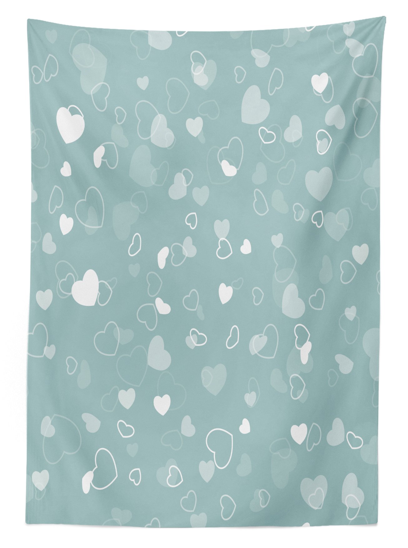 Ambesonne Seafoam Tablecloth - Romantic Heart Motif Abstract Design Valentine's Day Dining Table Cover, 60x90 Inch Pale Blue Seafoam - Perfect for Kitchen Decor, Dinner Parties & Anniversary Celebrations