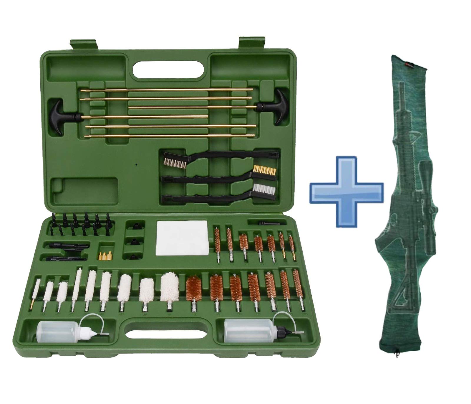TEAMCET Universal Gun Cleaning Kit - Complete Gun Maintenance Supplies for Pistols, Rifles & Shotguns - Includes 52'' Gun Sock & Portable Carrying Case - Perfect for Hunting, Shooting Range & Firearm Storage