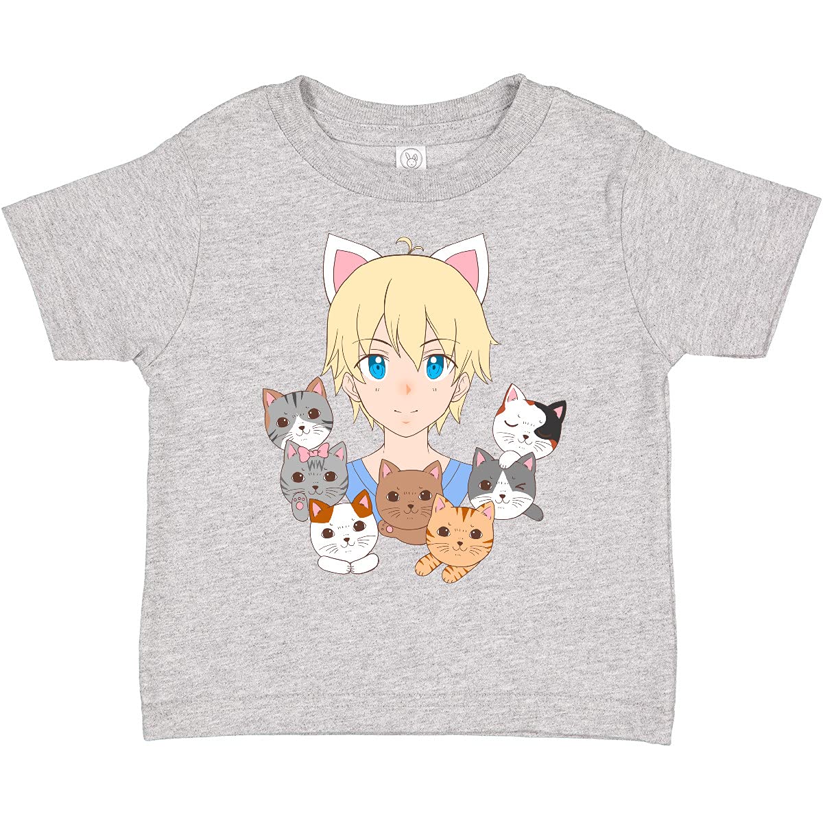 Inktastic Neko Anime Boy with Cats Toddler T-Shirt - Cute Japanese Cartoon Cat Design for Kids, Boys & Girls - Perfect for Playdates, School & Anime Themed Parties