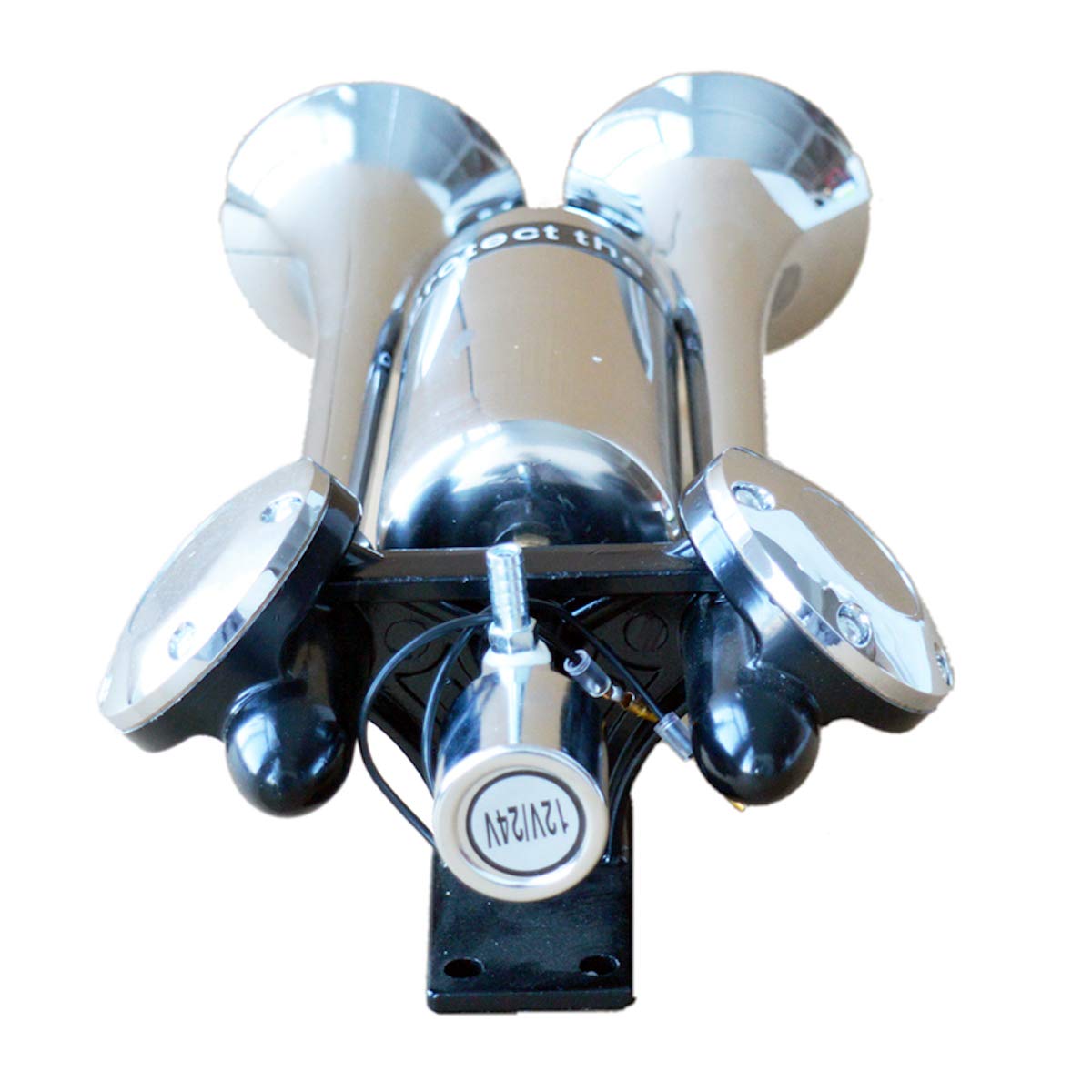 TECHTONGDA 126dB Loud Air Horn Kit for Trucks & Trains - Dual Trumpet Stainless Steel Air Tank (No Air Pump Included) - Perfect for Emergency Vehicles, Boats & Safety Alerts