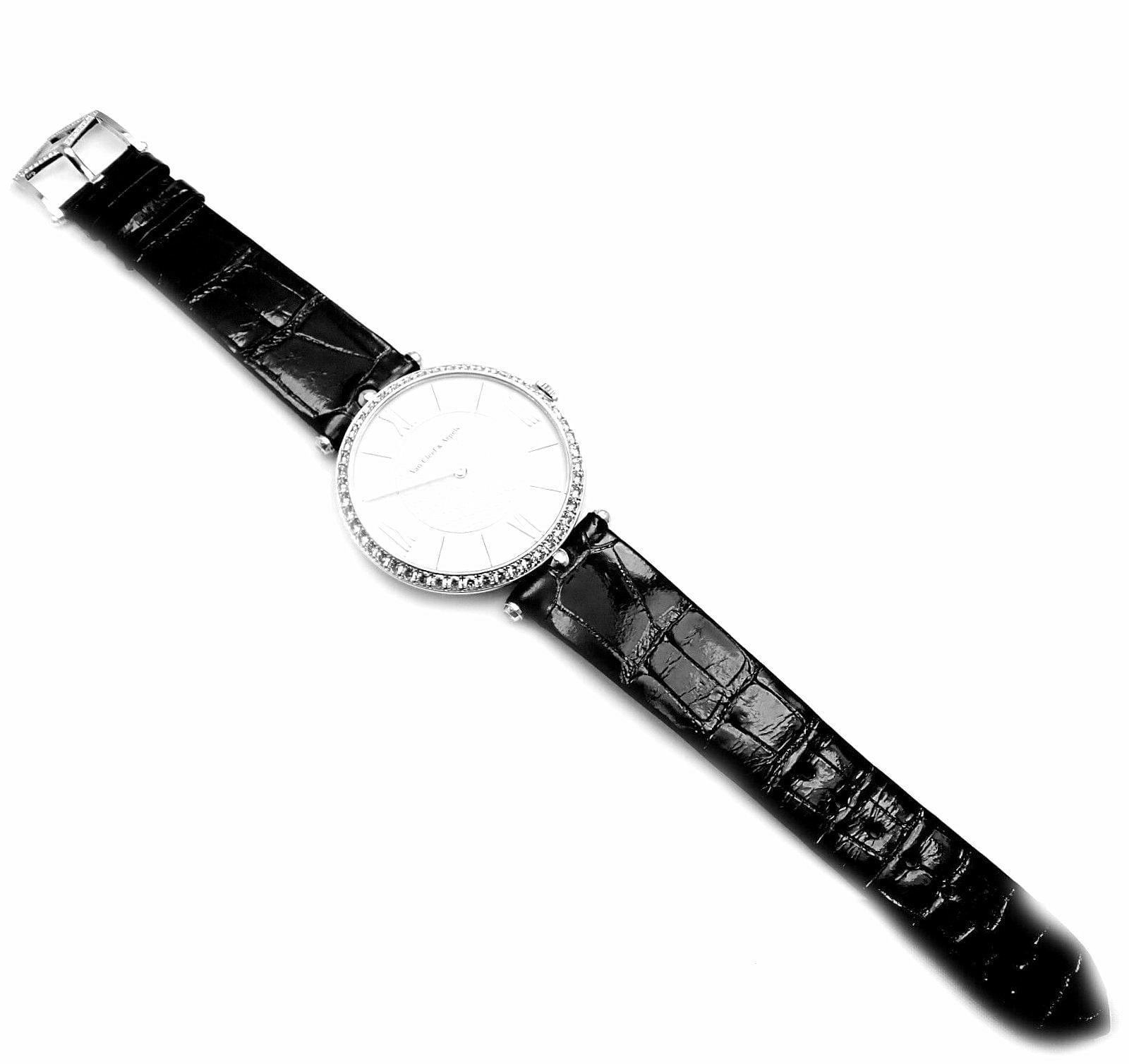 Authentic Van Cleef & Arpels Pierre Arpels 18K White Gold Diamond 42mm Luxury Watch for Men - Perfect for Formal Events & Business Occasions