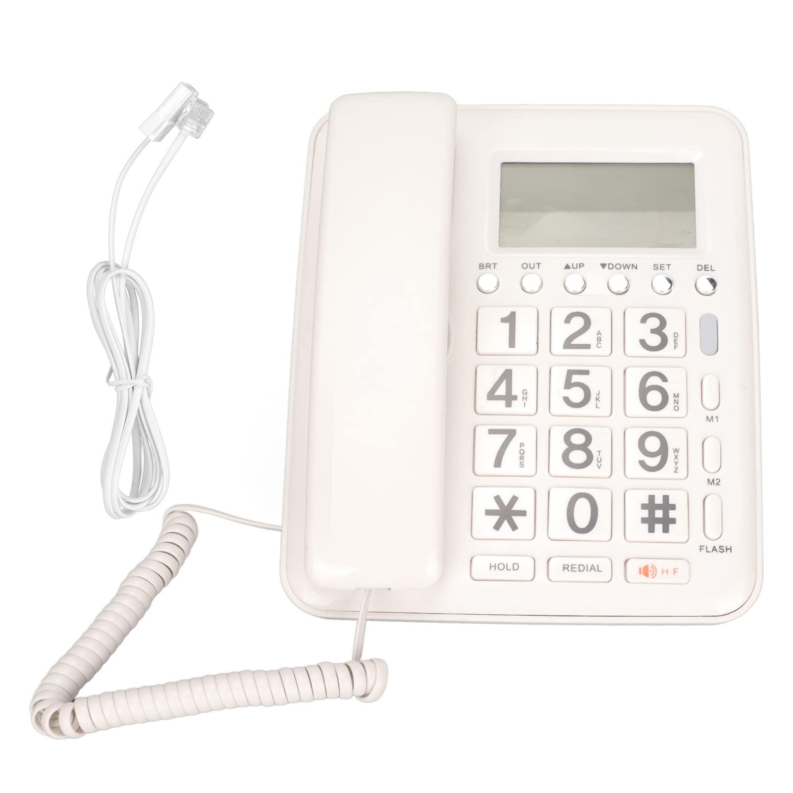 Best Corded Landline Phone with Caller ID & Hands-Free - Blue Screen Desktop Telephone for Home, Office, Hotel | Wired Fixed Line Phone (White) - Perfect for Business Calls, Elderly Use & Emergency Communication