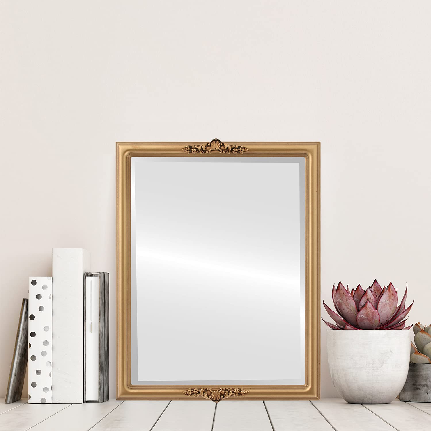 Contessa Style Rectangle Beveled Wall Mirror - 20x26 Inches Desert Gold Frame - Elegant Home Decor for Living Room, Bedroom & Entryway