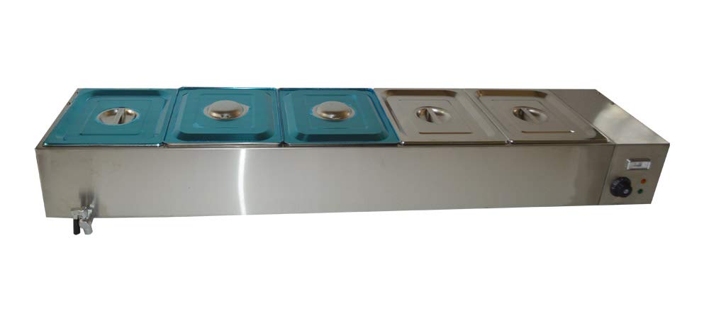 INTBUYING 5-Piece Deep Basin Food Warmer Set with Temperature Display - Perfect for Buffets, Catering, and Home Kitchen Use