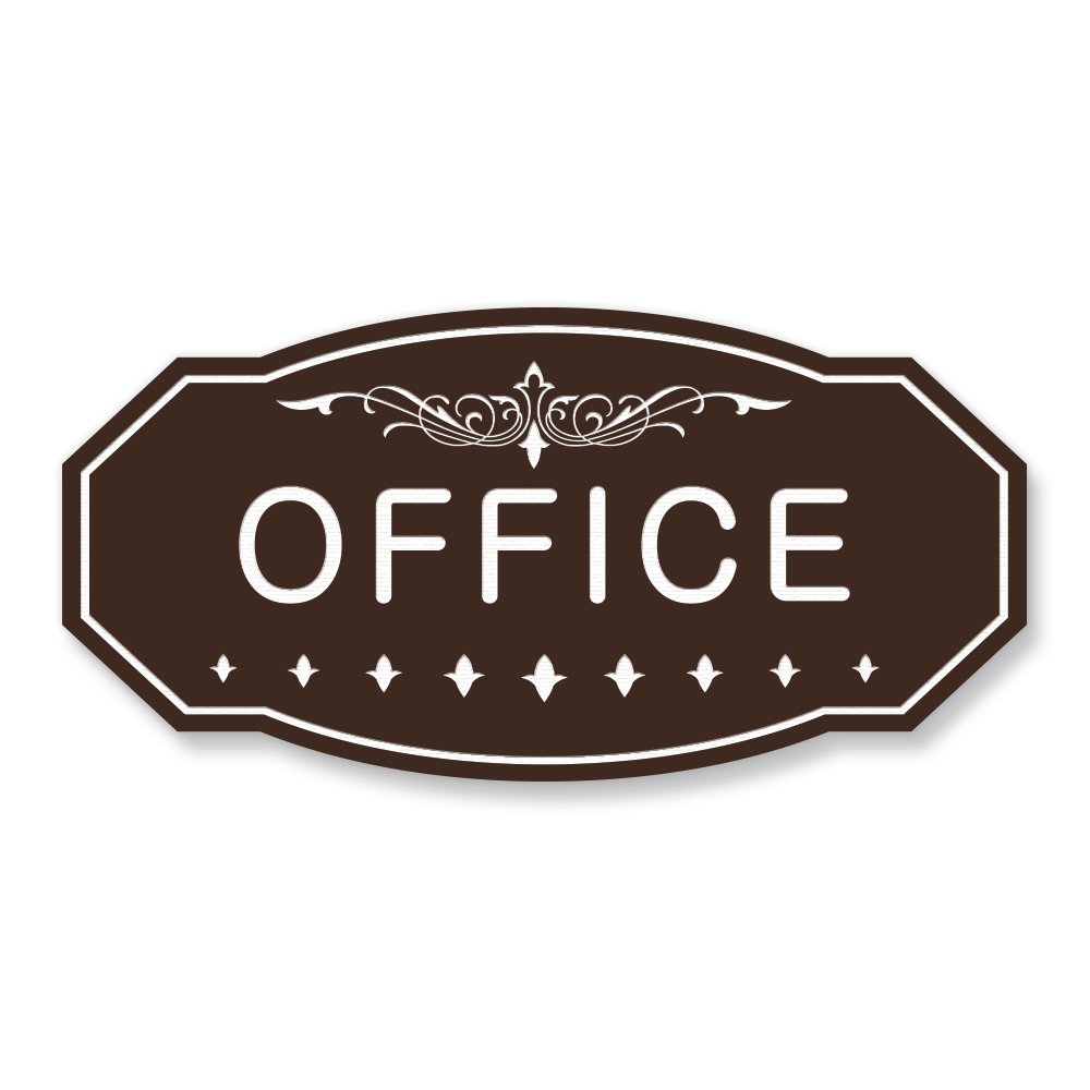 Victorian Office Door Sign - Dark Brown Wooden Wall Plaque 3