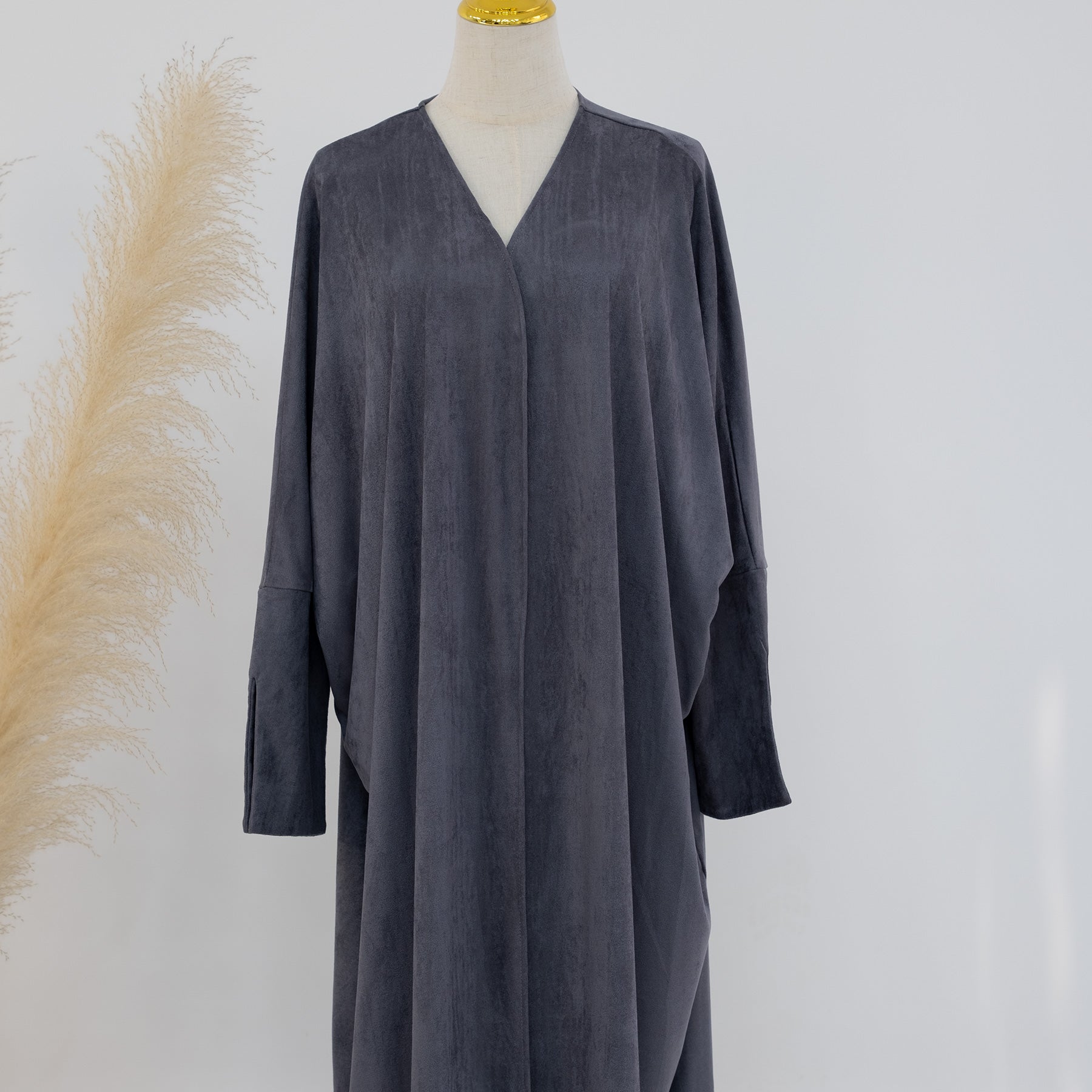 Ellie Suede Cold Weather Duster Coat for Women - Warm Winter Long Trench Coat, Gray - Perfect for Office, Travel & Outdoor Activities
