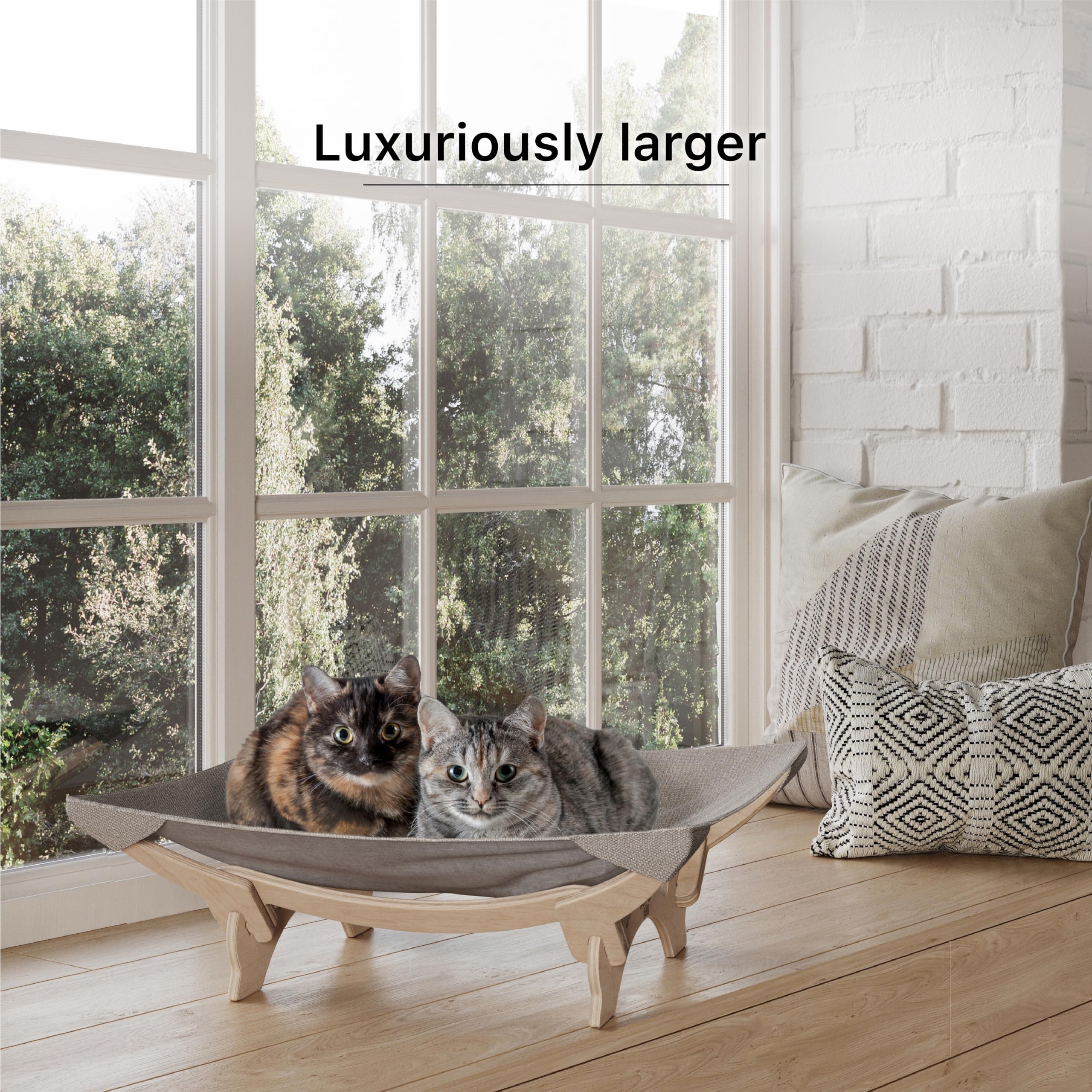 Premium XXL Cat Hammock Bed - 22x22 Inch Elevated Window Perch for Large Cats & Kittens - Soft Pet Bed with Easy Assembly - Perfect Cat Furniture Gift for Indoor Cats (Great for Sunbathing & Bird Watching)