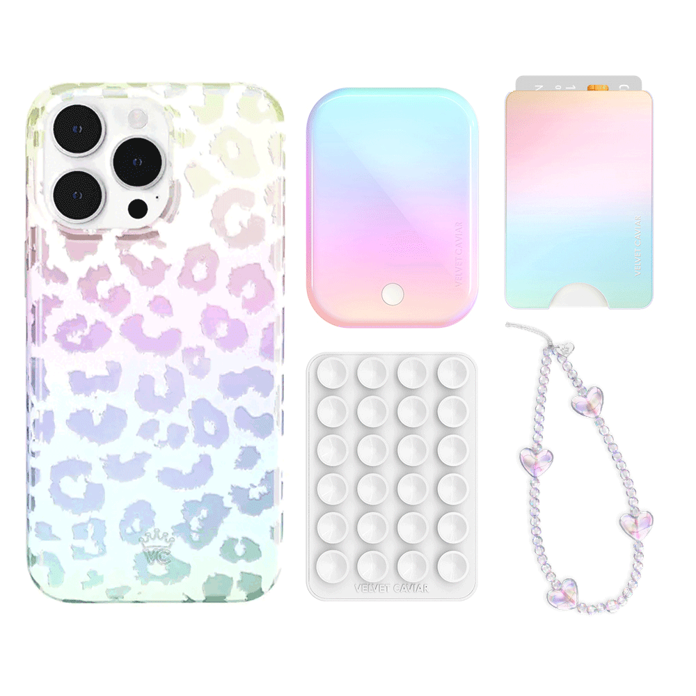 White Opal Leopard Print iPhone Case with Wallet Holder - Stylish Phone Accessory for Women, Girls | Perfect for Everyday Use, Travel & Shopping