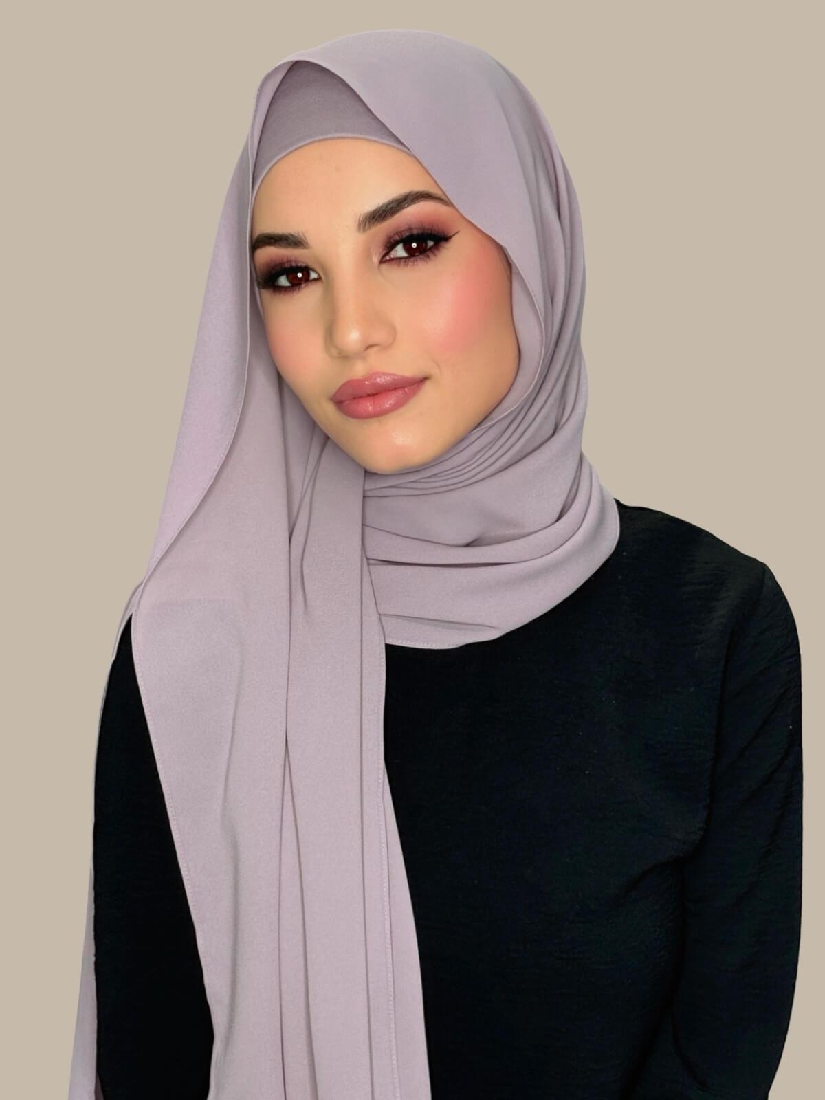 Elegant Barely Mauve Chiffon Hijab Set - Perfect for Daily Wear, Special Occasions & Modest Fashion