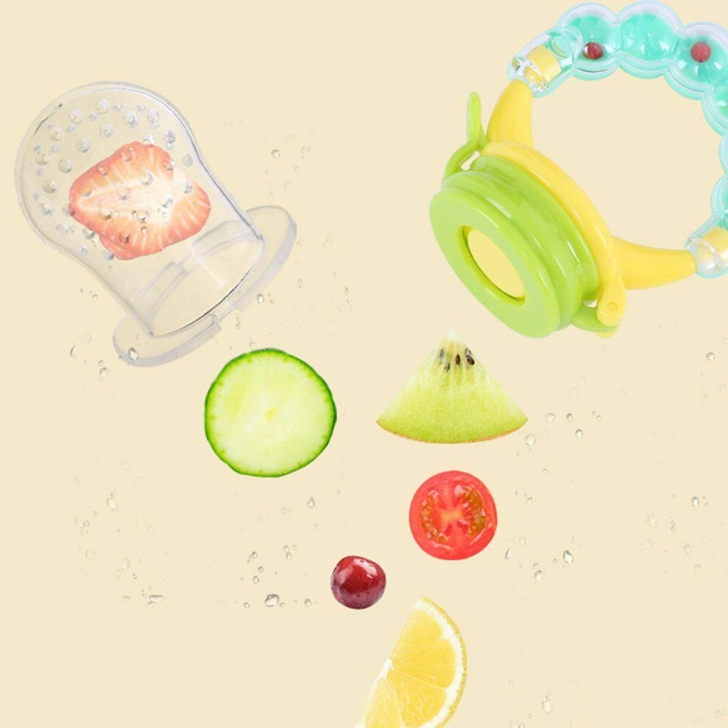 SYGA Fresh Food Nibbler - Baby Fruit Feeder Pacifier with Soft Silicone Mesh for Teething Infants (Cyan) | Safe & Easy Way to Introduce Solids, Perfect for On-the-Go Feeding & Soothing Sore Gums