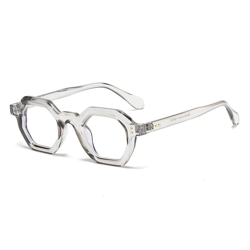 CCspace Unisex Full Rim Polygon Plastic Eyeglasses 56891 - Trendy Geometric Frame for Men & Women - Perfect for Work, Reading & Fashion Accessories