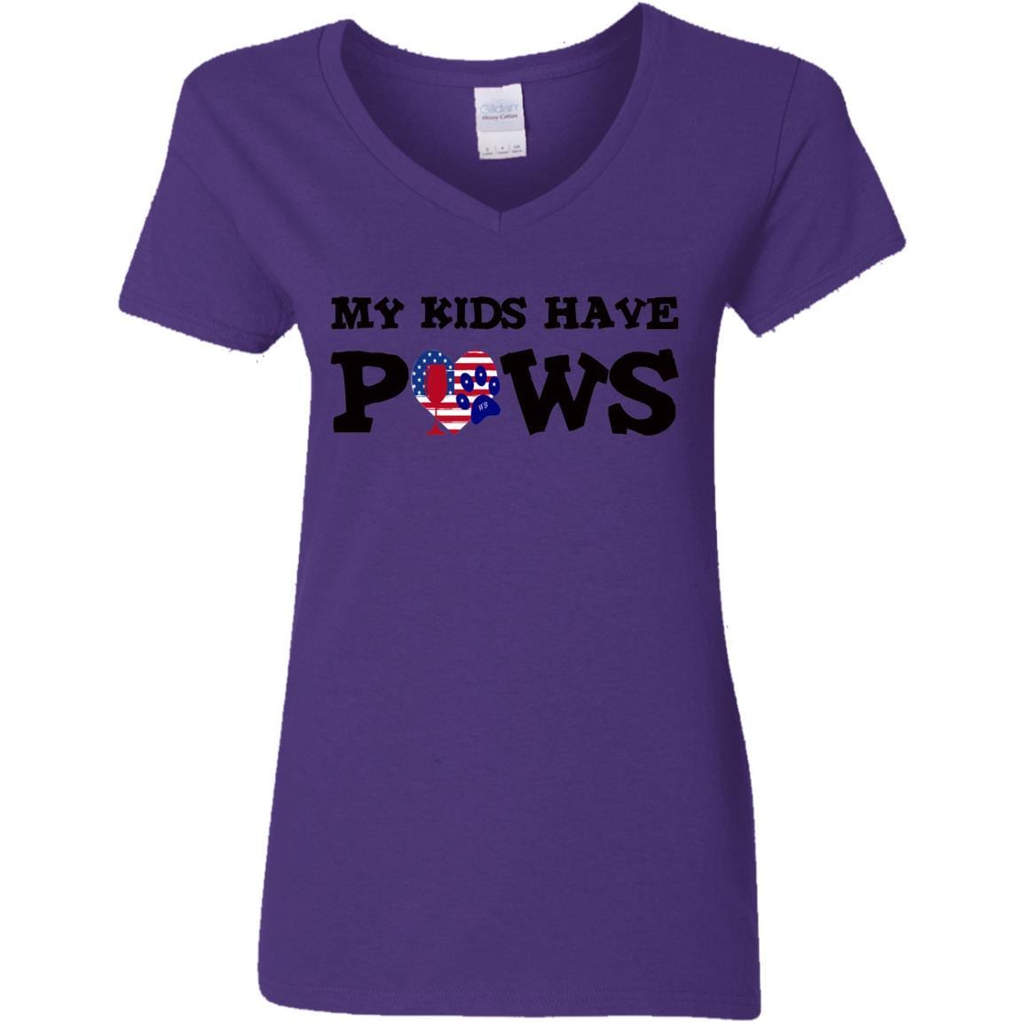 My Kids Have Paws Women's 5.3 oz V-Neck T-Shirt - Comfortable Pet Lover Tee for Casual Wear & Dog Mom Outfits