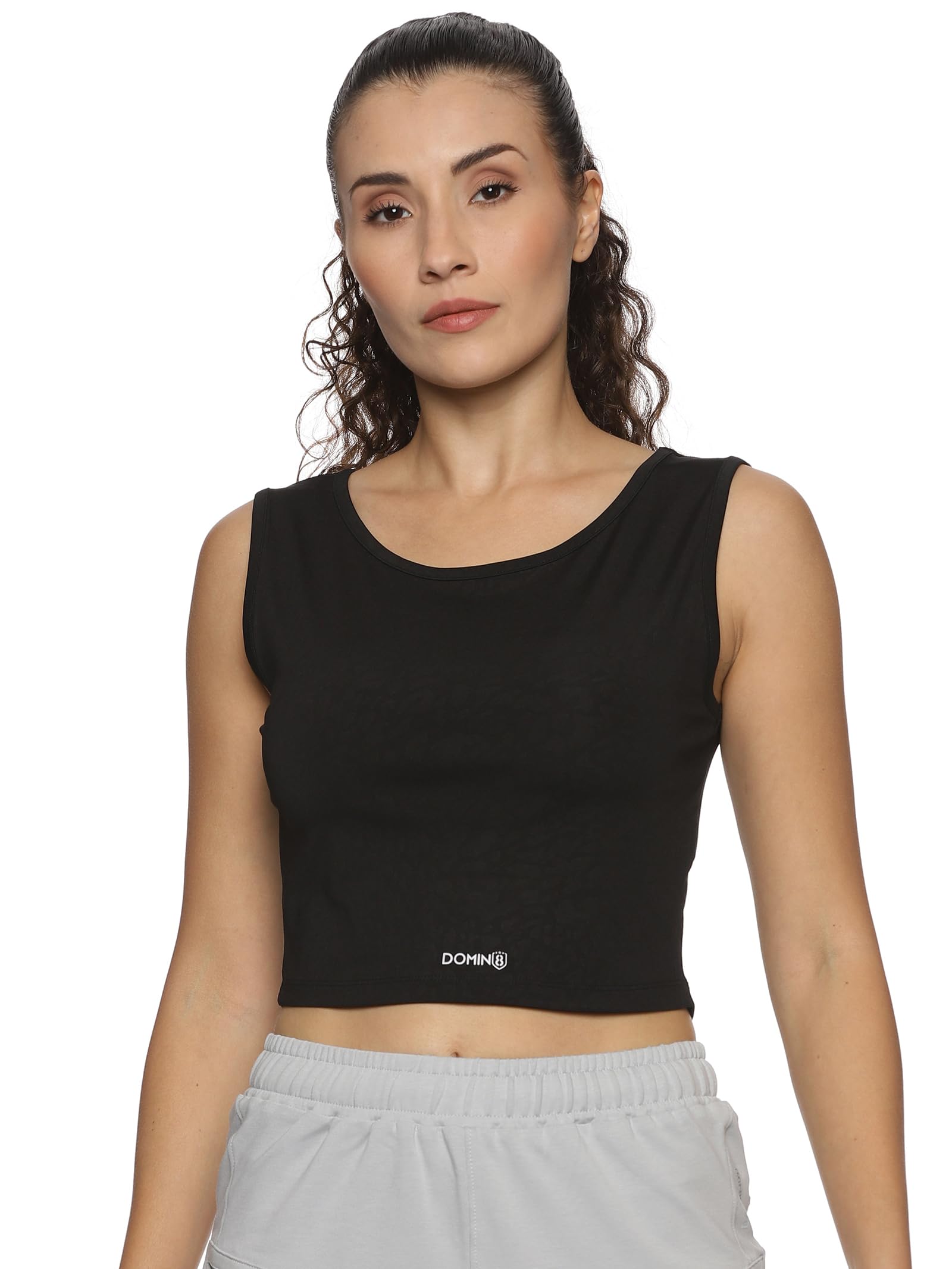 DOMIN8 Women's Leopard Print Black Crop Top - Soft Comfortable Stylish T-Shirt for Gym, Running & Casual Wear | Fashionable Workout & Everyday Tee