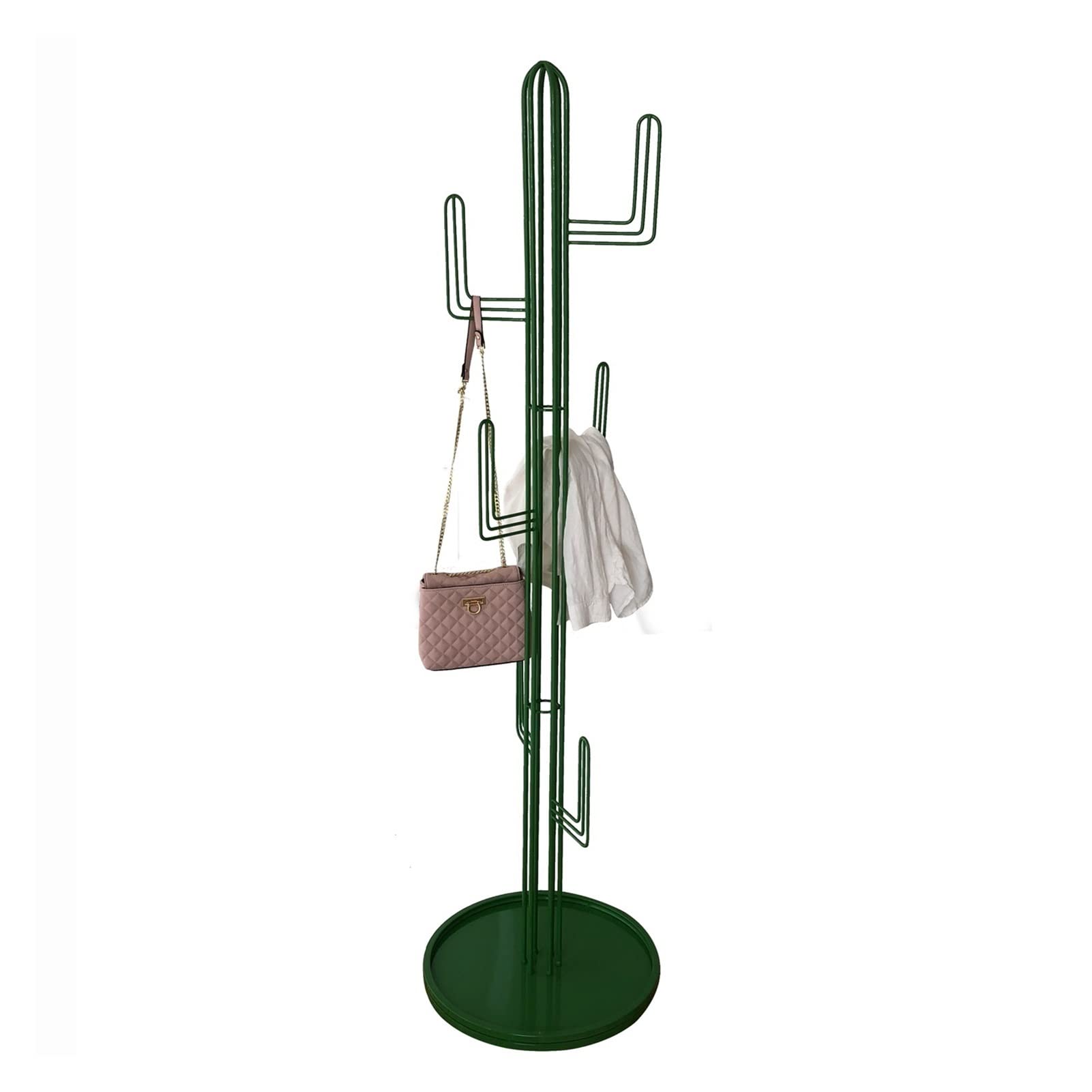 CHENLIANG-2022 Metal Cactus Coat Rack - Freestanding Hat & Handbag Hanger for Clothes, Accessories & Umbrellas (Green) - Perfect for Entryway, Bedroom & Office Organization