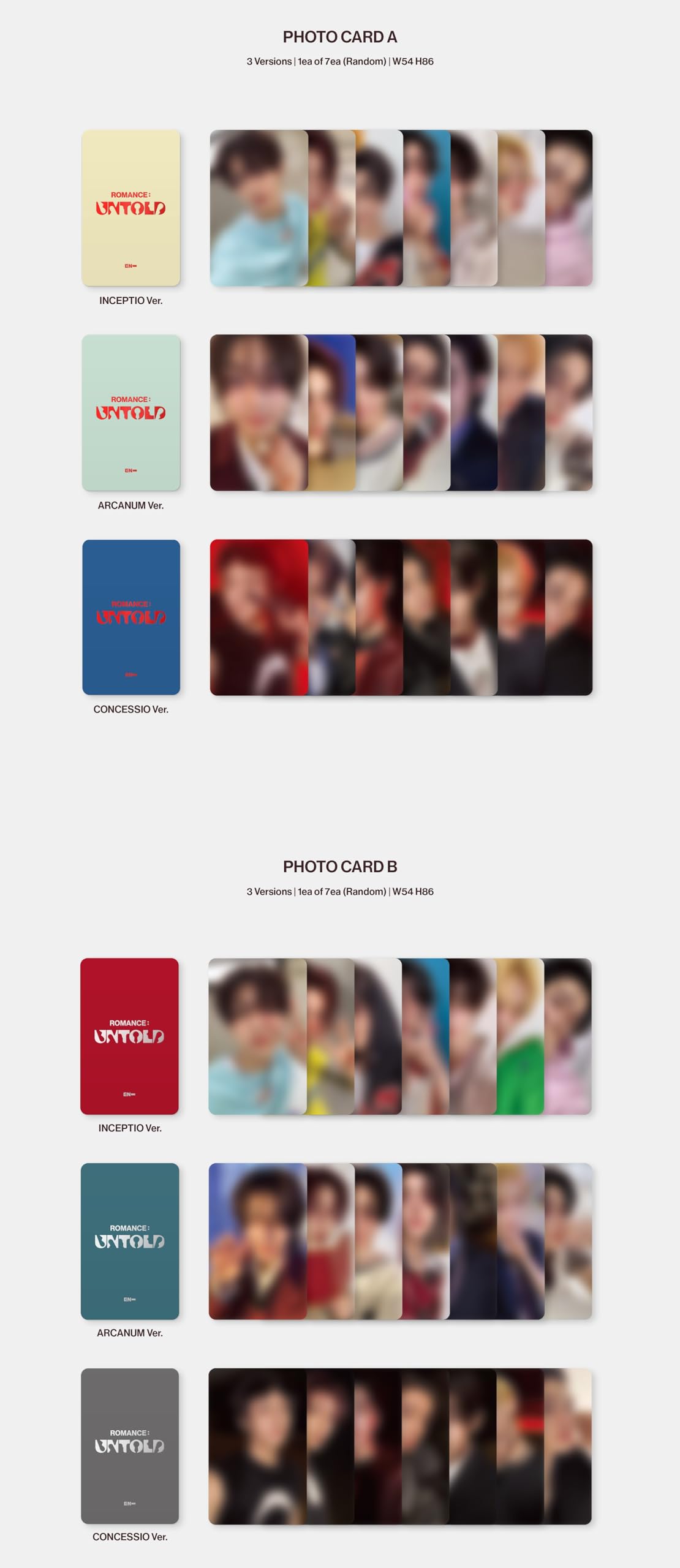 ENHYPEN ROMANCE : UNTOLD 2nd Full Album Standard 3 Versions + ENGENE 7 Versions Set - Kpop Merchandise | DHL Express Shipping | Perfect for Kpop Fans Collection & Gift Giving