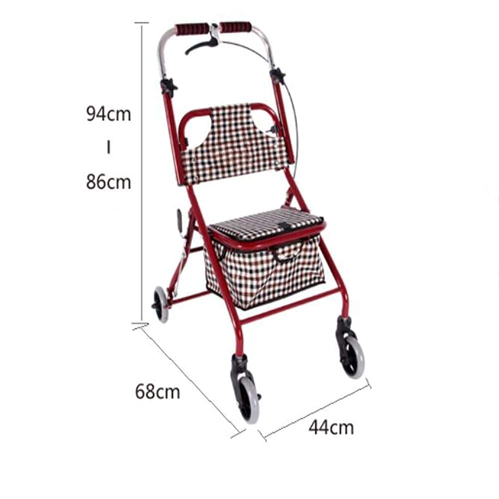 NEZIH 4 Wheel Walker for Seniors - Lightweight Folding Mobility Aid with Shopping Basket, Adjustable Height Walking Frame for Elderly - Ideal for Indoor Use, Outdoor Walks, and Grocery Shopping
