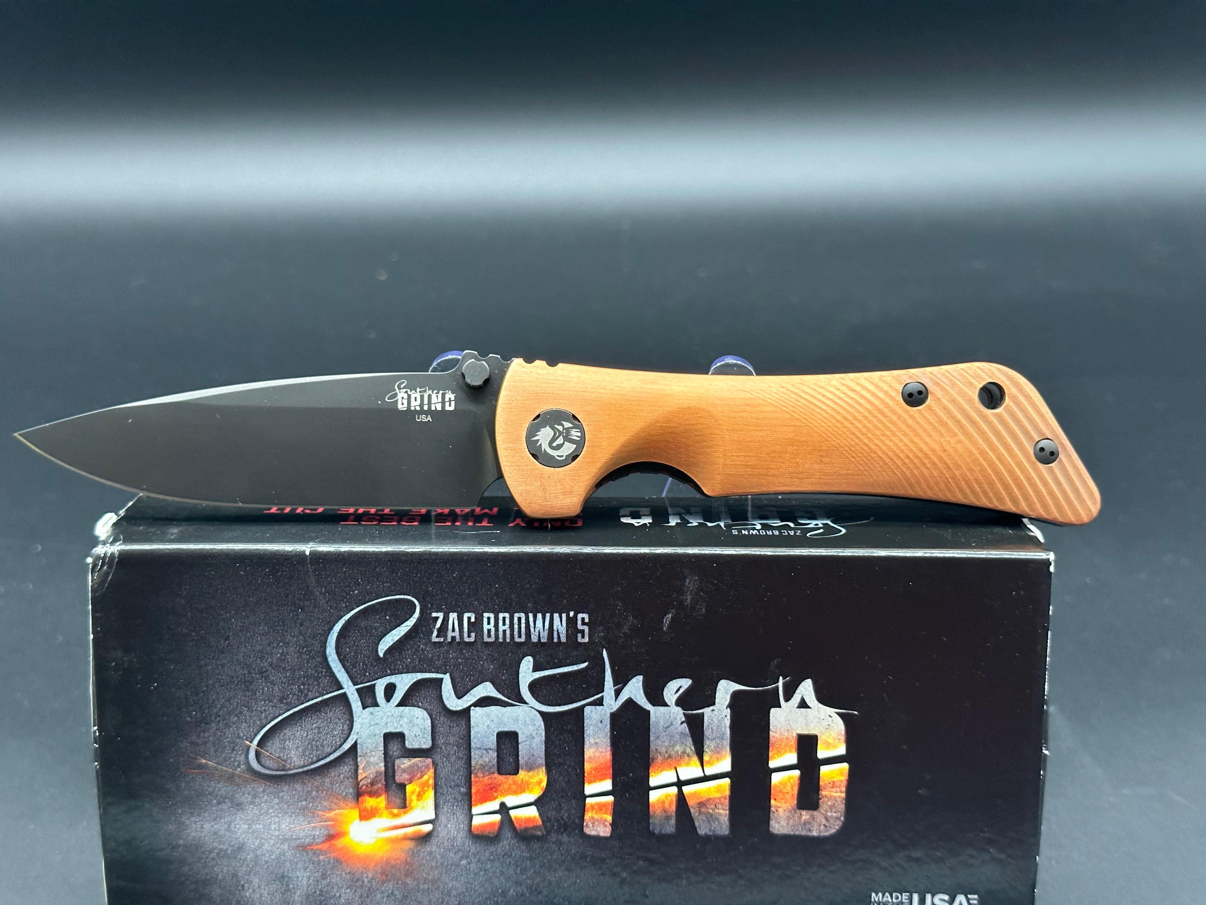 Southern Grind Spider Monkey Black Blade Folding Knife with Copper Handle - EDC, Camping, Survival & Outdoor Activities