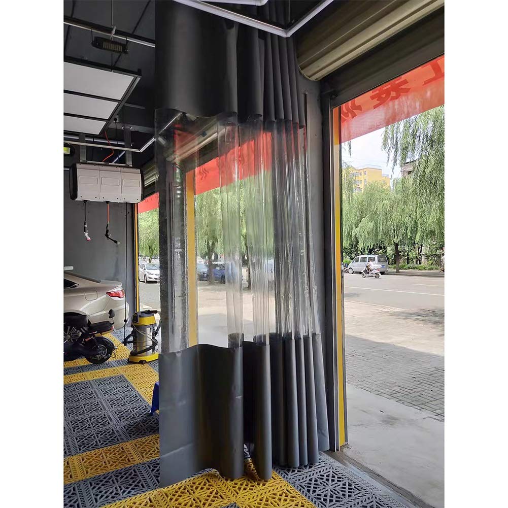 LSXIAO Heavy Duty 0.5mm Clear Gray PVC Waterproof Curtain - 2.2x2.5m Commercial Grade Transparent Tarp with Rustproof Grommets for Patio Enclosure, Balcony Awning, Car Wash Canopy & Outdoor Protection