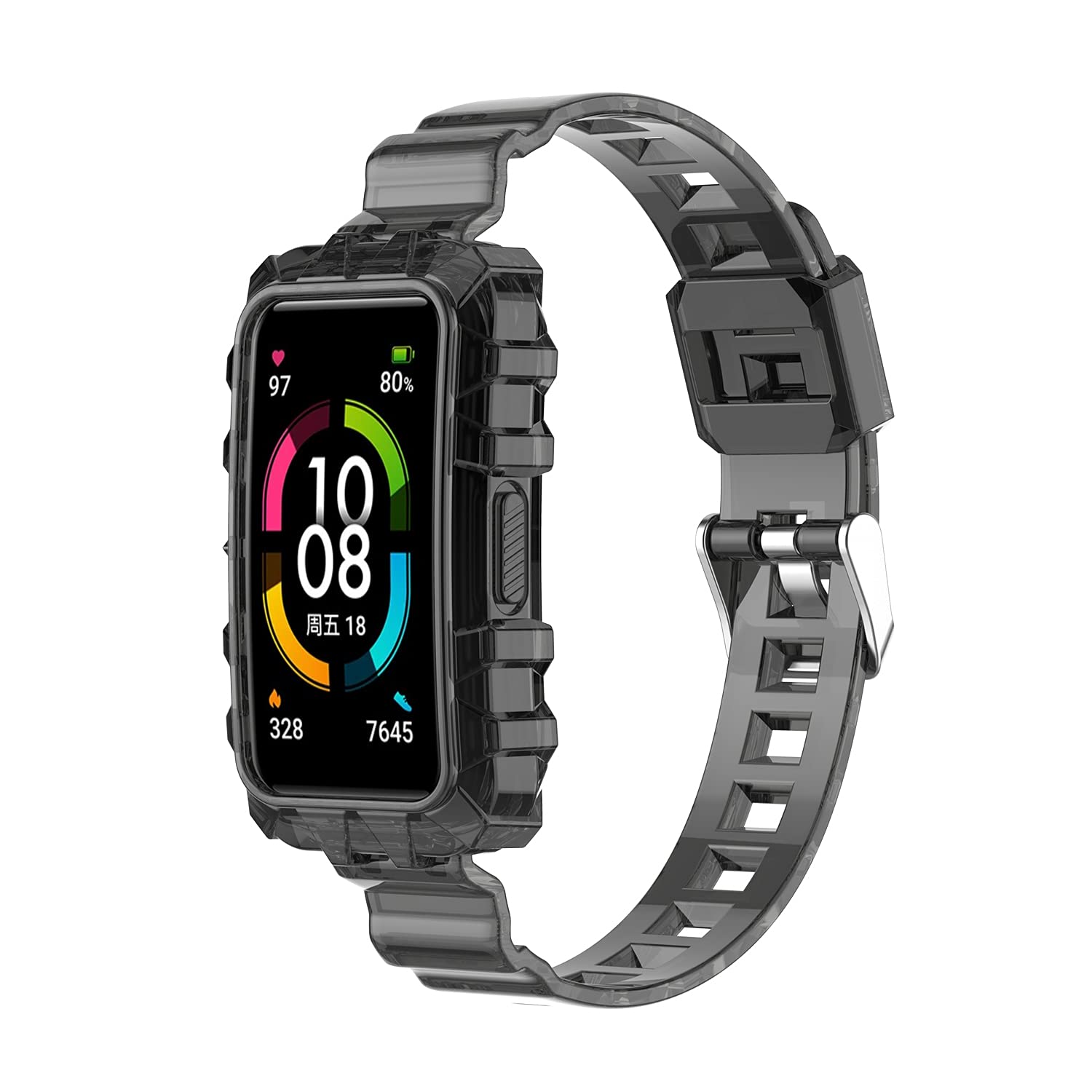 Replacement Strap for HUAWEI Band 6 & Honor Band 6 - Durable TPU Translucent Rubber Watch Band - Perfect for Fitness Tracking, Swimming & Daily Wear
