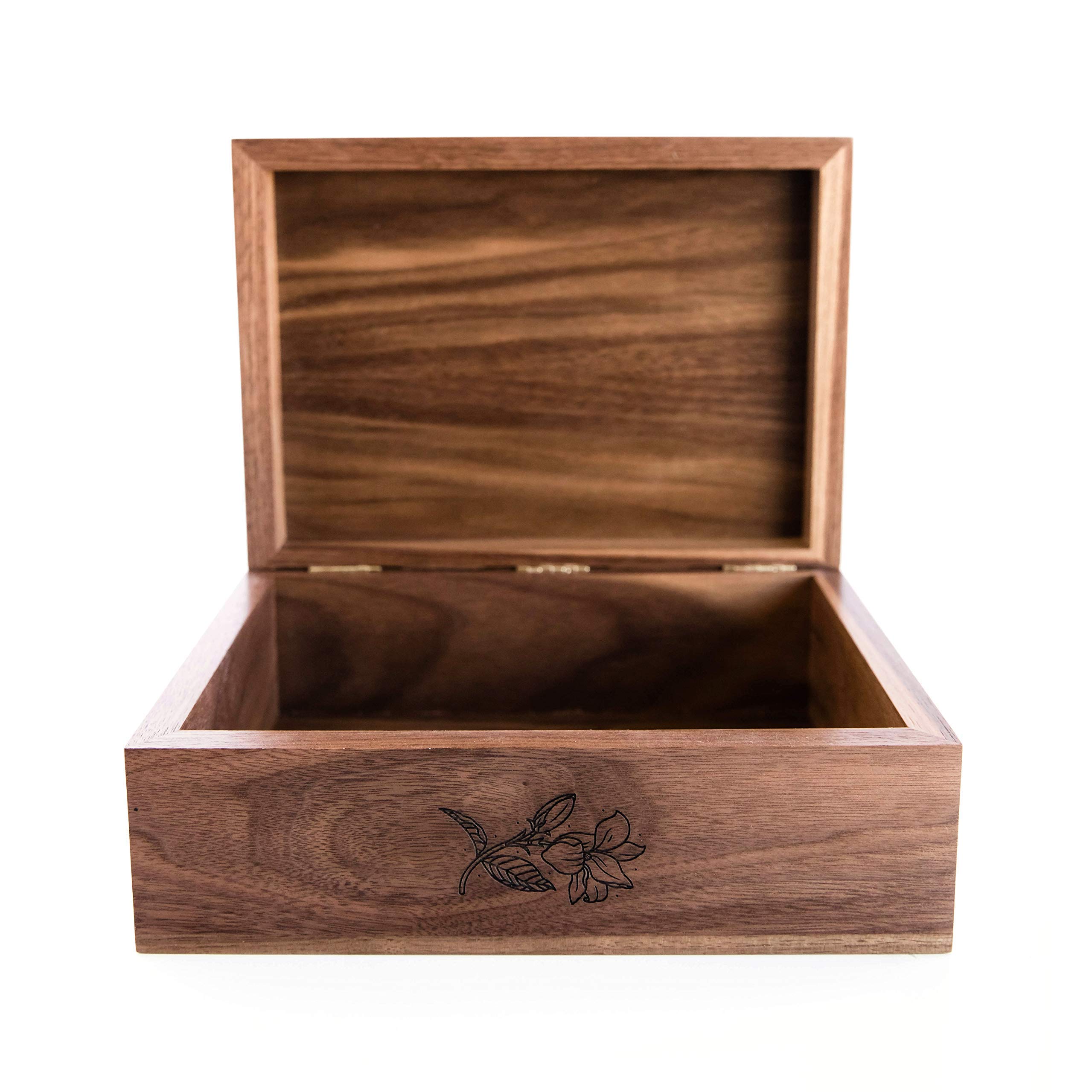 Personalized Floral Monogram Wooden Keepsake Box - Custom Engraved Gift for Wedding, Anniversary, Baby Shower & Memory Storage | Perfect for Jewelry, Photos & Keepsakes Organization