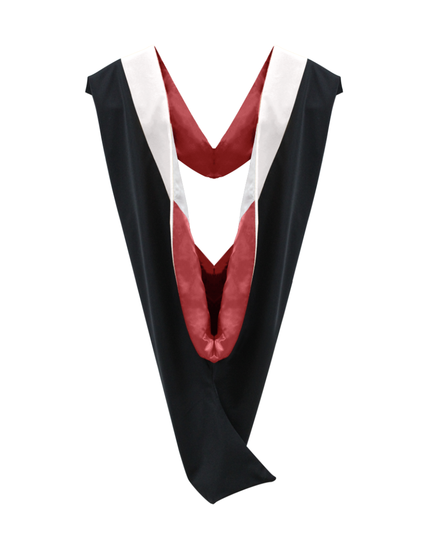 Luxury Bachelor & Master Hood - Soft White Velvet with Red & White Trim - Perfect for Graduation Ceremonies, Academic Events & Photo Shoots