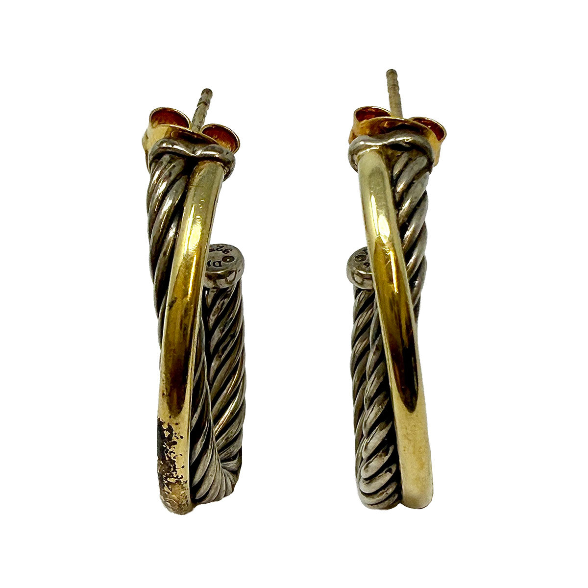 David Yurman Sterling Silver & 14K Gold Cable Earrings for Women - Elegant Hoop & Stud Designs | Perfect for Parties, Weddings & Everyday Wear