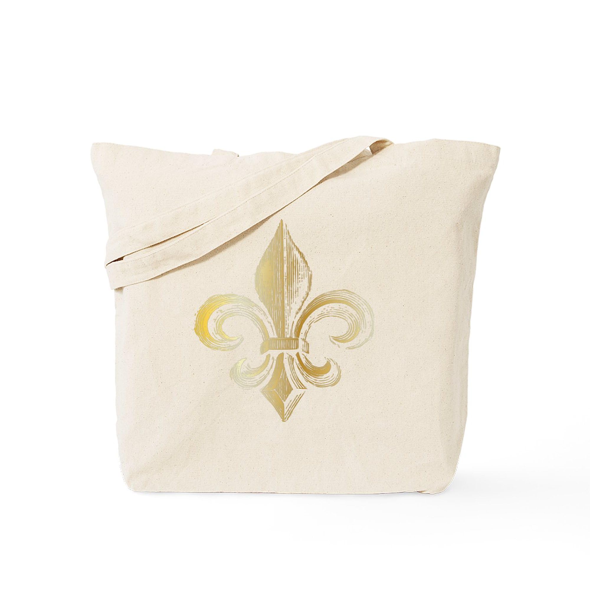 Gold Fleur De Lis Tote Bag - Natural Canvas Reusable Shopping Bag for Groceries, Beach & Everyday Use | Eco-Friendly & Durable