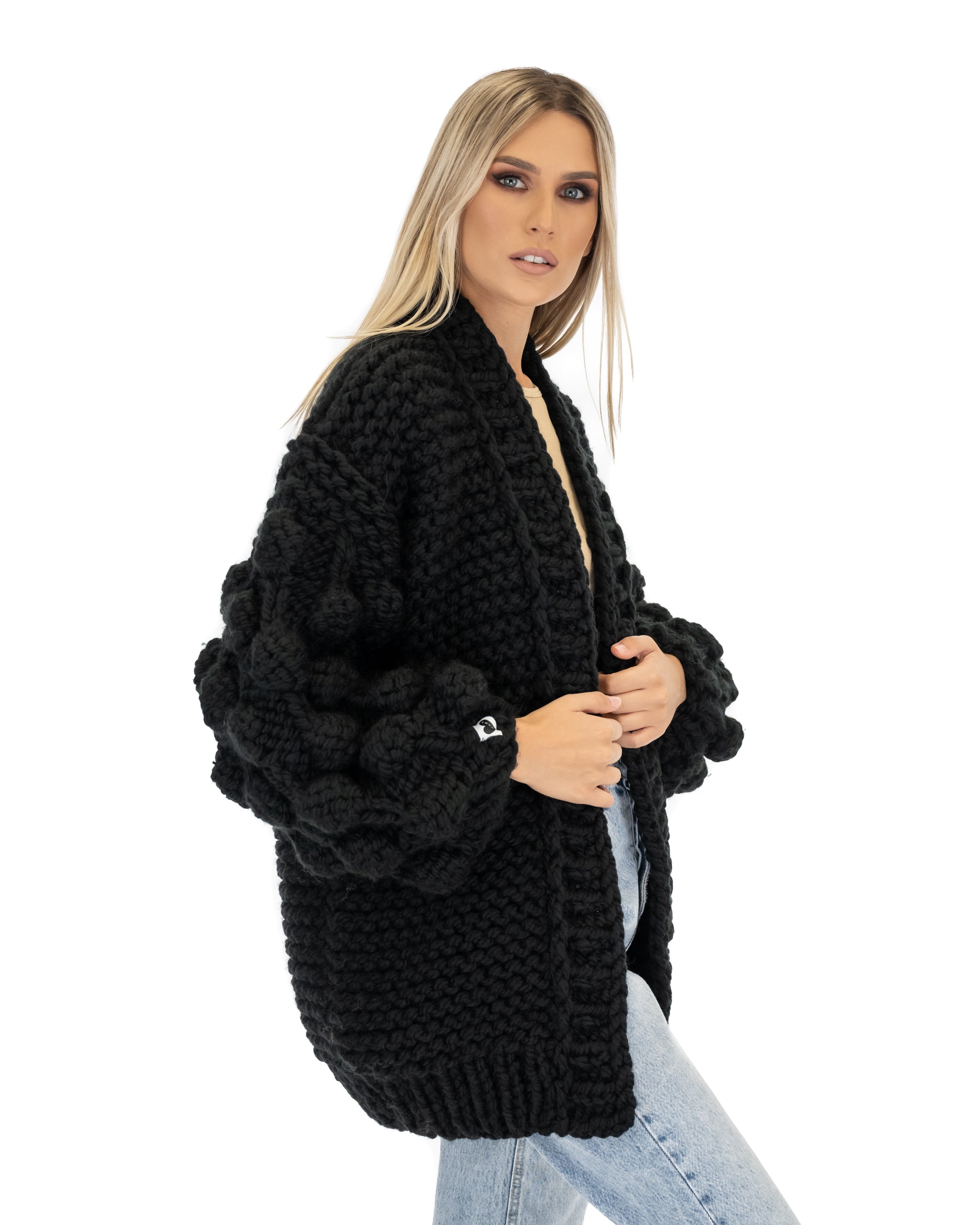 Stylish Bubble Sleeve Cardigan for Women - Soft Knit Open Front Sweater | Perfect for Office, Date Night & Casual Outfits