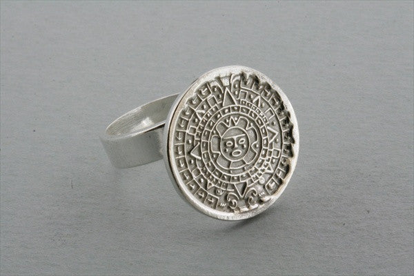 Authentic Mayan Calendar Ring in Sterling Silver - Handmade Aztec Jewelry for Men & Women - Perfect for Gifts, Spiritual Healing & Cultural Fashion