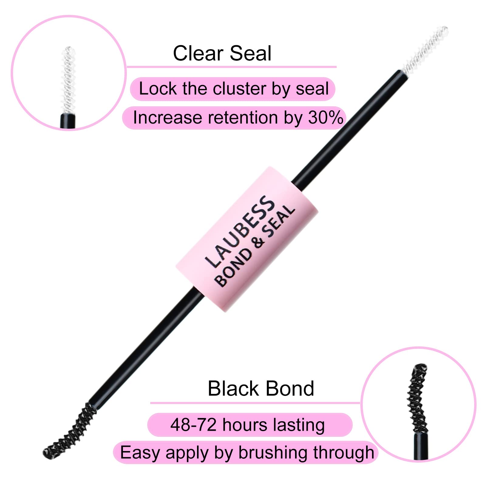 Long Lasting Eyelash Extension Glue - Clear Cluster & Individual Lash Adhesive, Waterproof DIY Lash Bond with Mascara Wand, Strong Hold 48-72 Hours | Perfect for Professional Salon Use & Home Lash Extensions