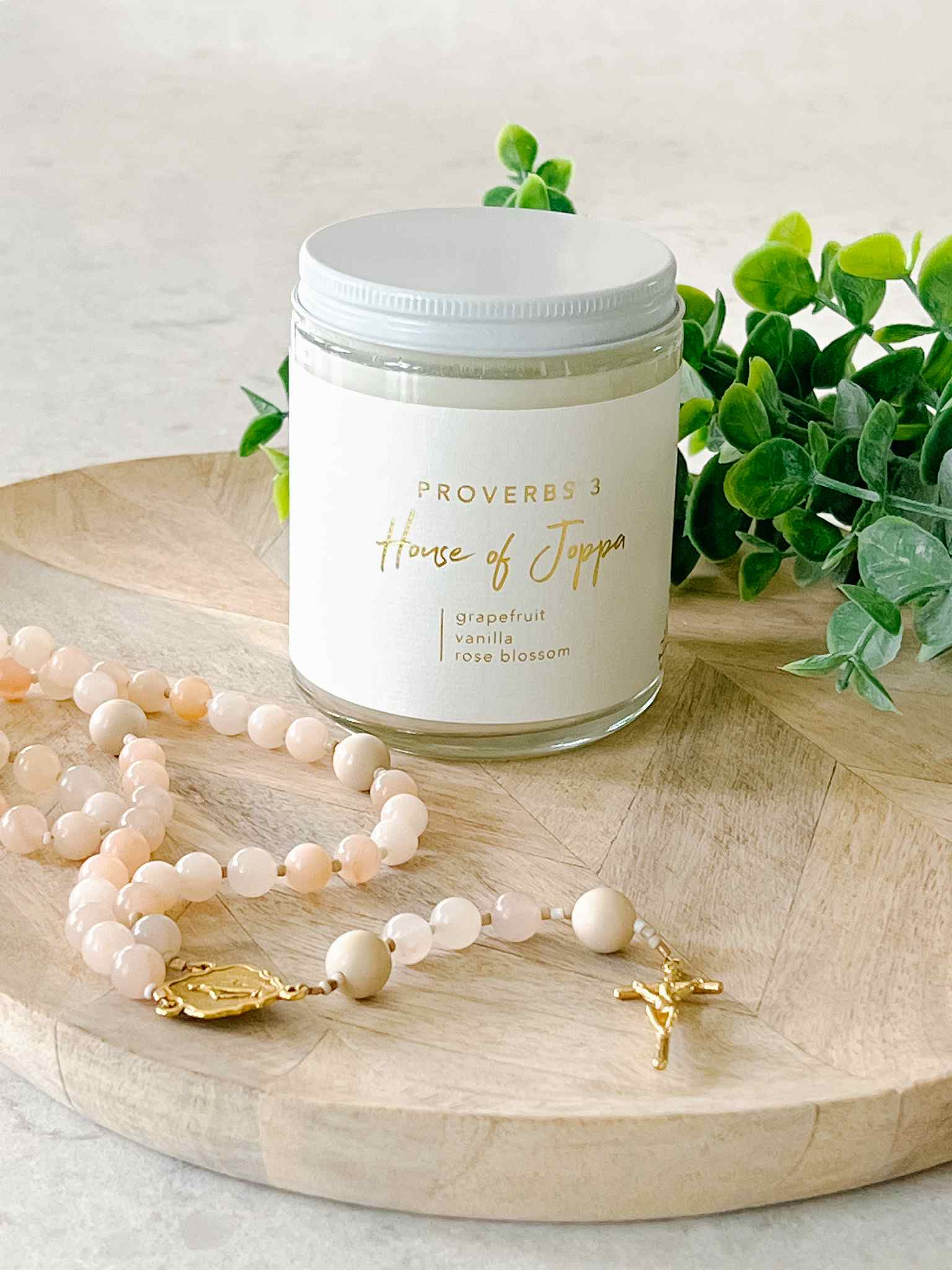 Proverbs 3 Scented Candle - Grapefruit Vanilla Rose Aromatherapy for Home Relaxation & Meditation