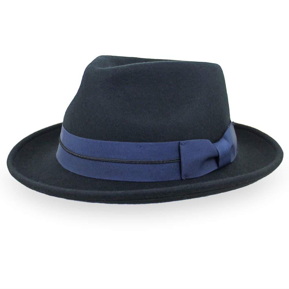 Wool Crushable Fedora Hat - Black, Grey, Navy, Brown for Outdoor & Travel