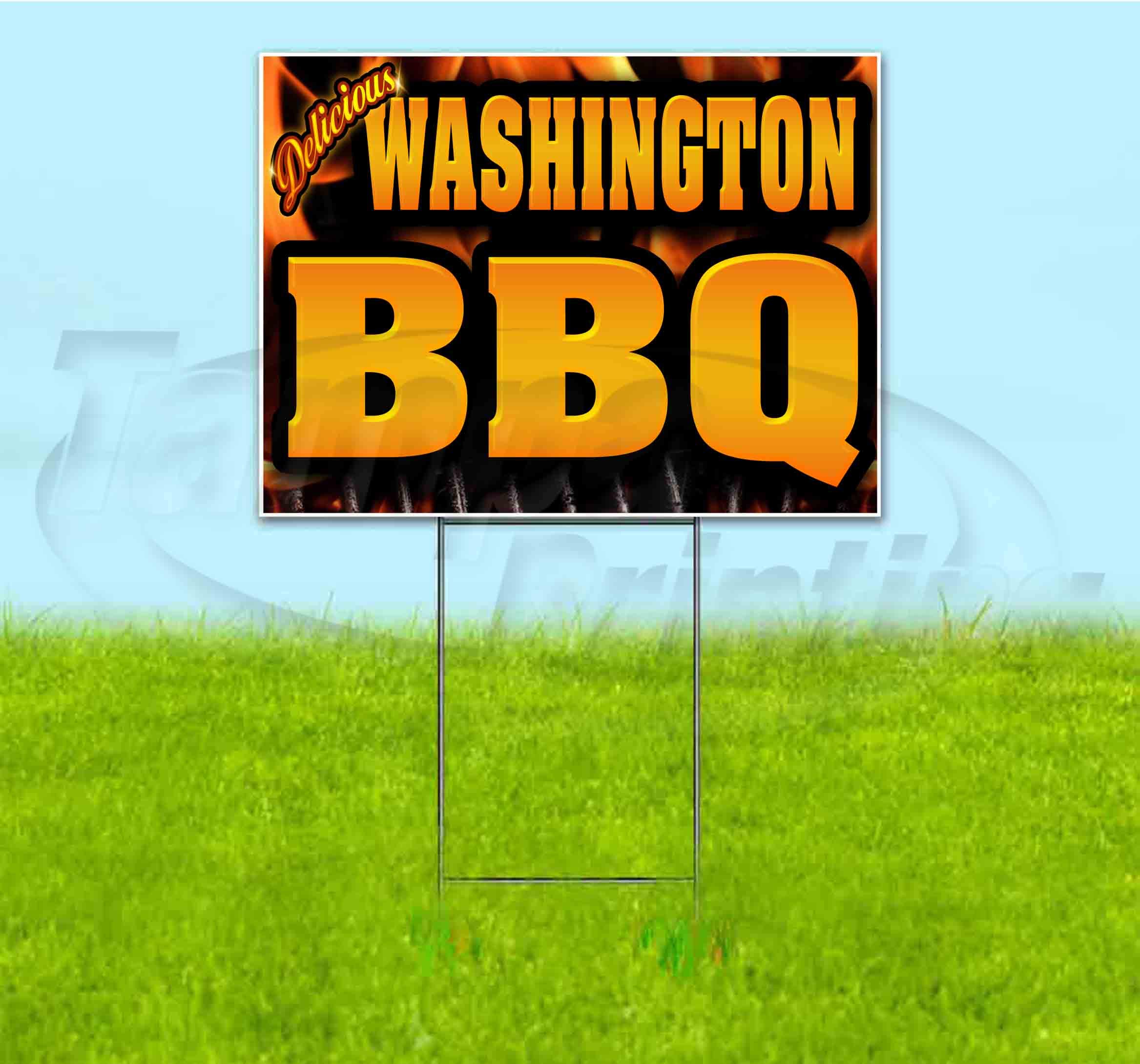 Washington BBQ Yard Sign 18x24 Inches - Durable Metal Step Stake Included - Bulk Discounts & Multi-Packs Available - Perfect for Backyard Parties, Tailgating & Outdoor Events
